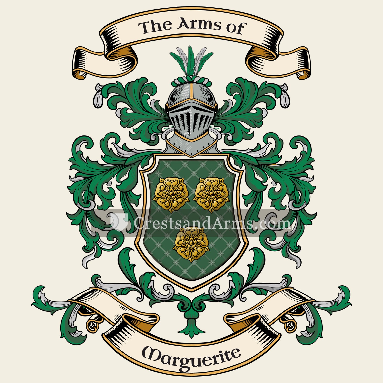 The Marguerite coat of arms, drawn from the recorded blazon