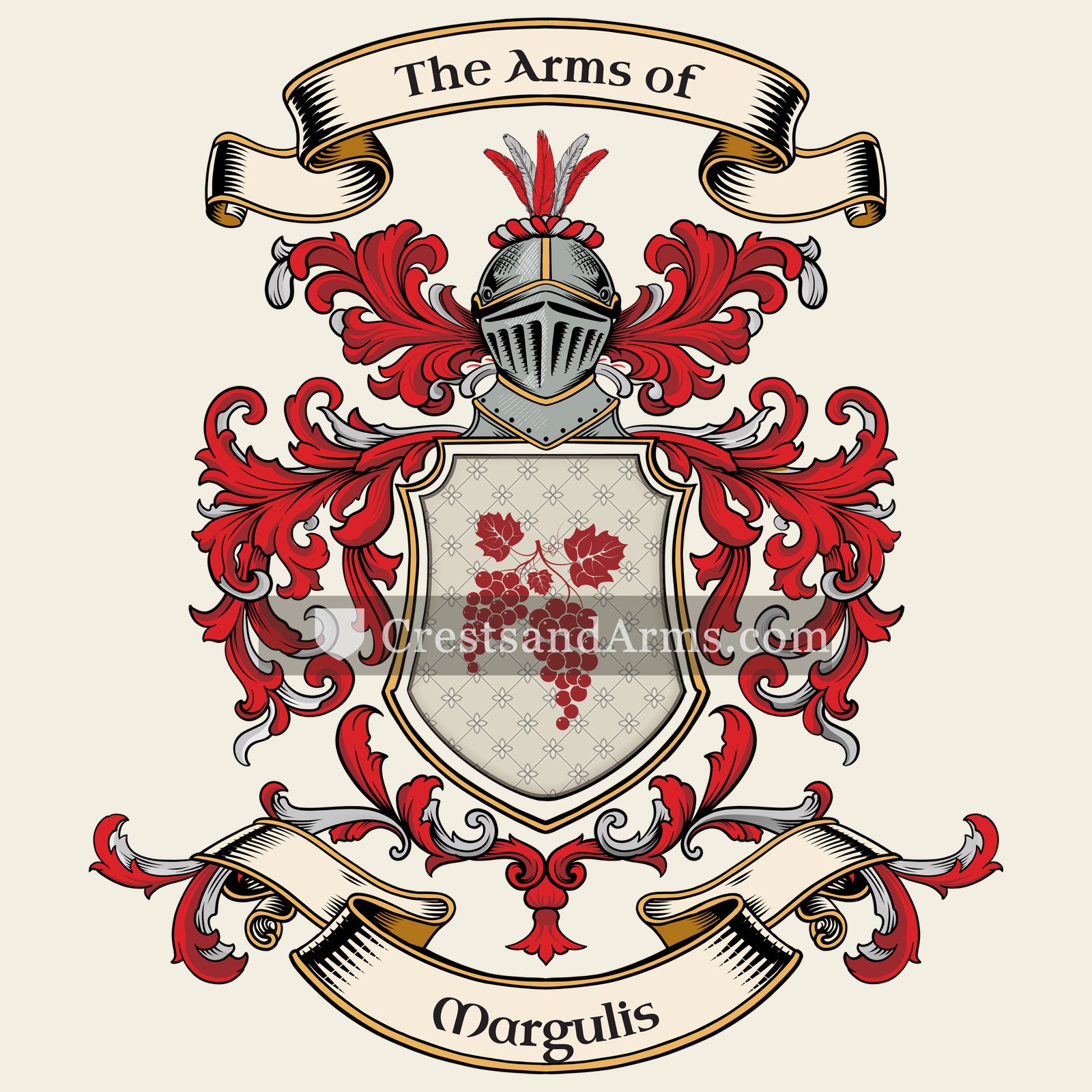 The Margulis coat of arms, drawn from the recorded blazon