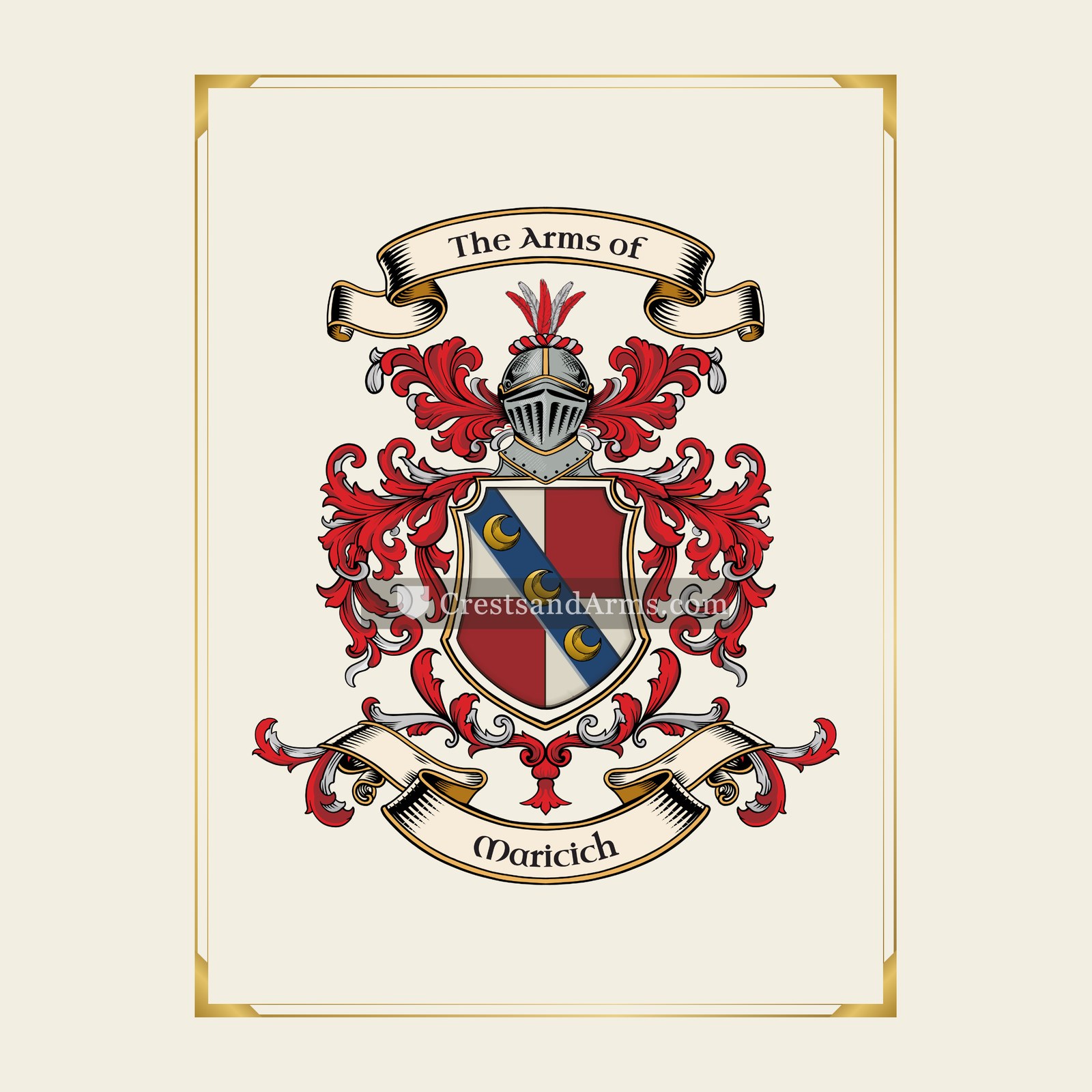With gold border