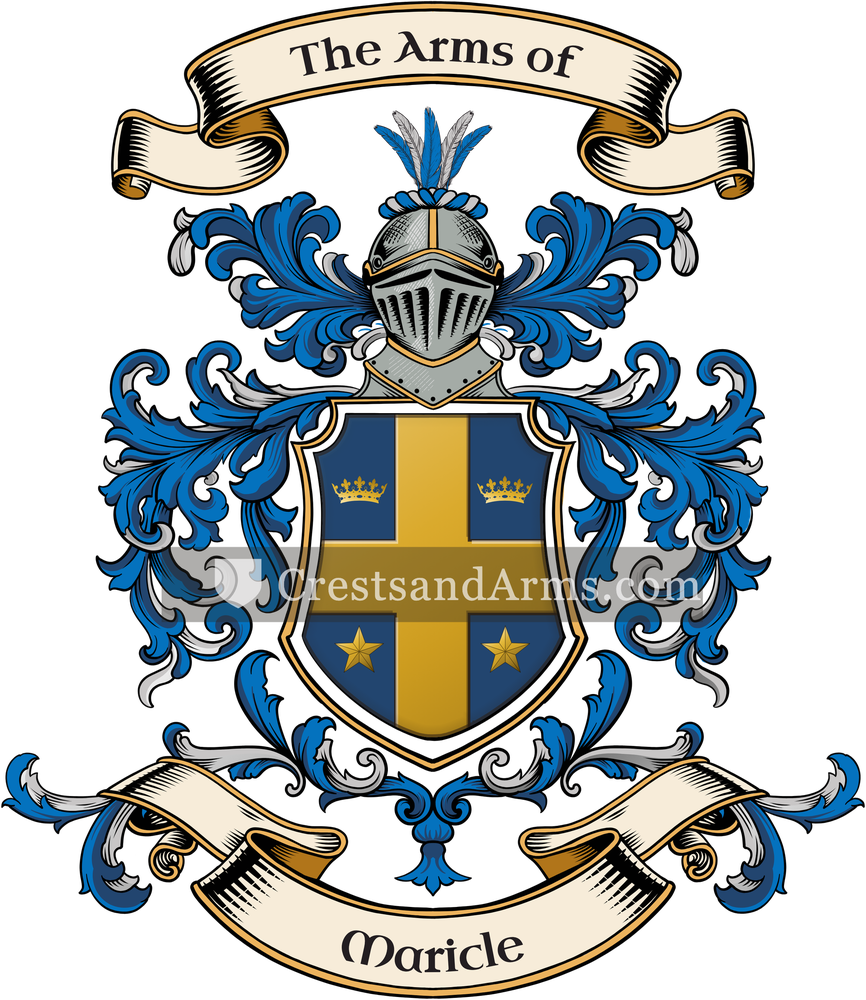 The Maricle coat of arms, drawn from the recorded blazon