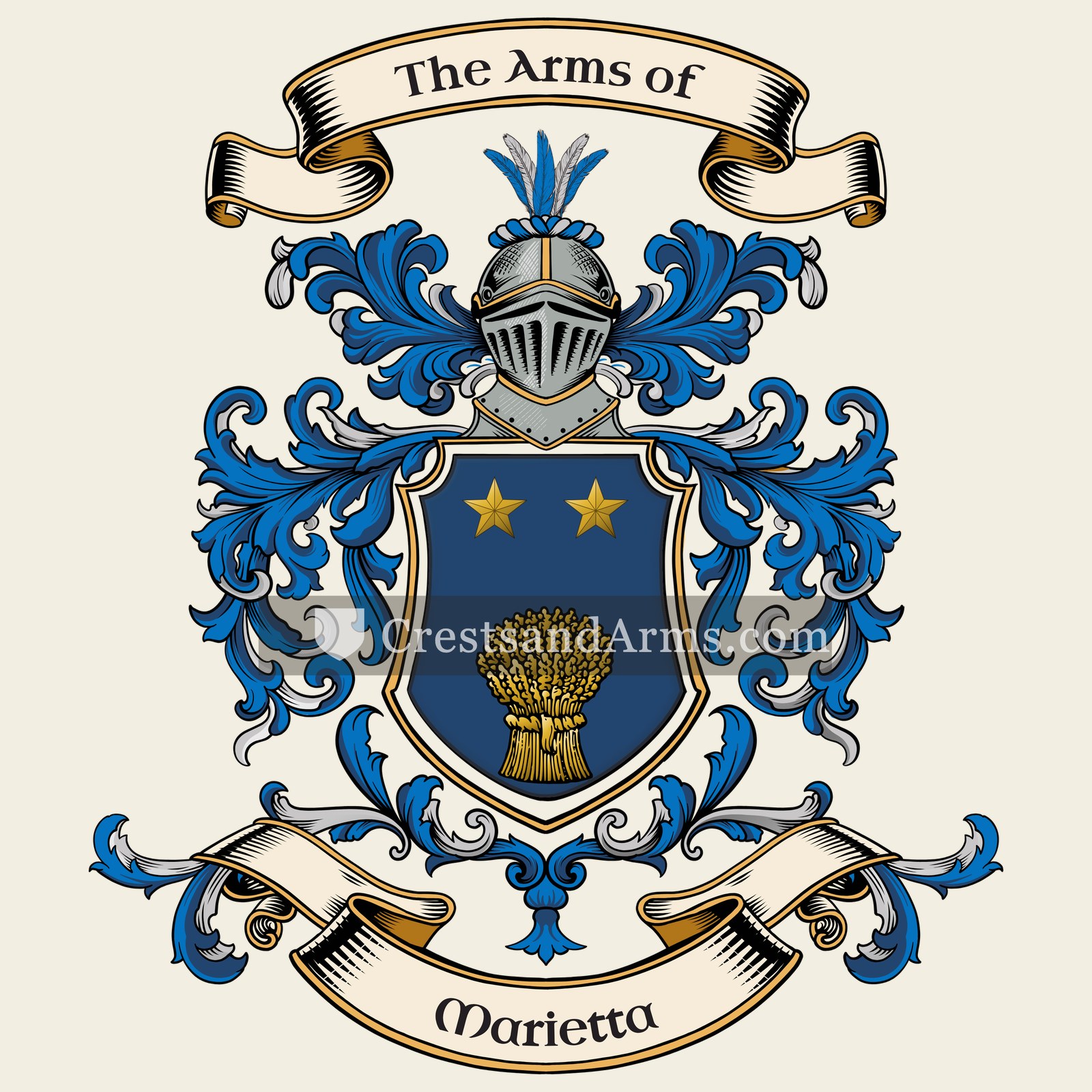 The Marietta coat of arms, drawn from the recorded blazon