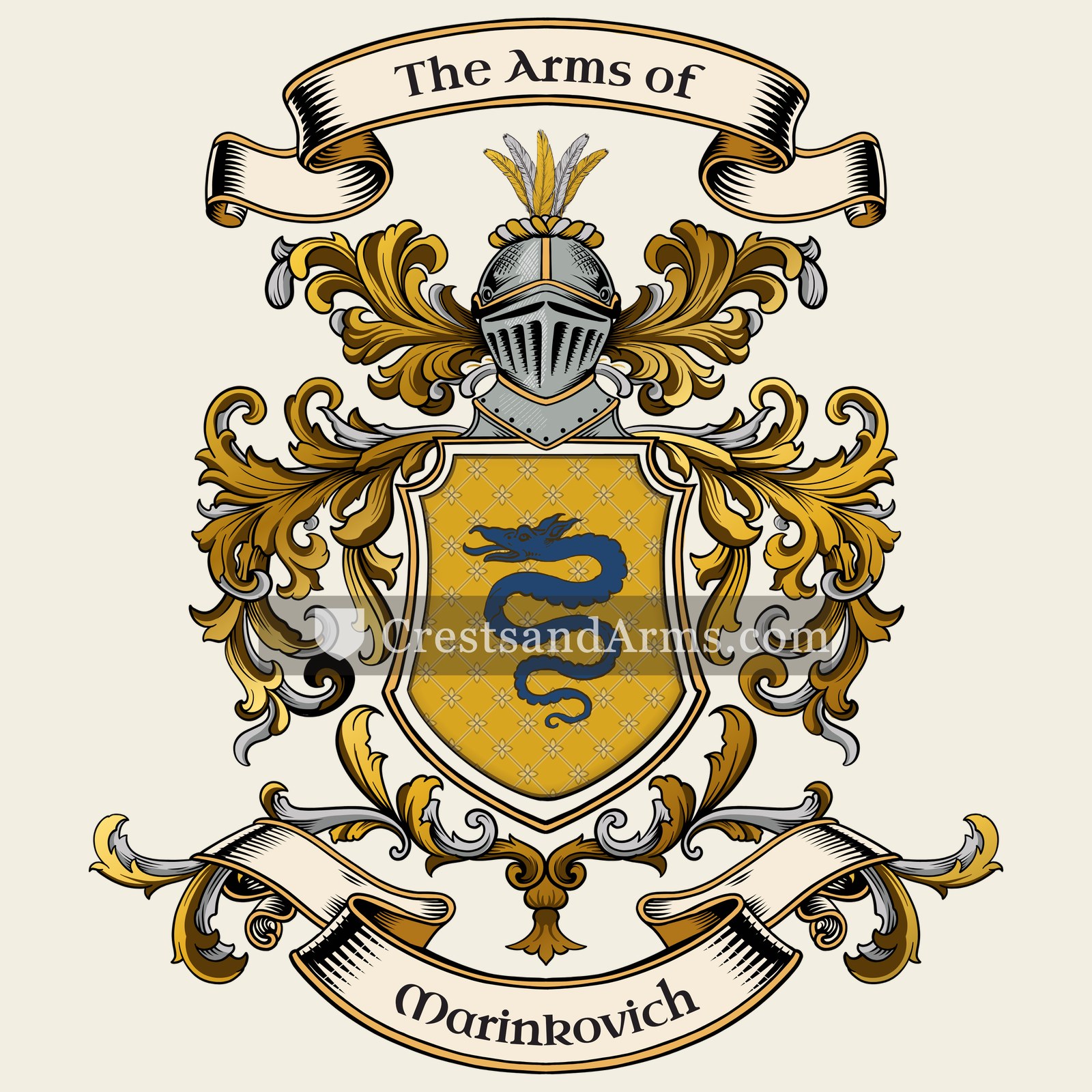 The Marinkovich coat of arms, drawn from the recorded blazon
