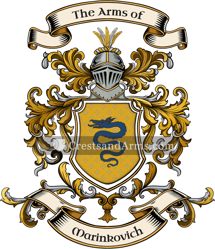 The Marinkovich coat of arms, drawn from the recorded blazon