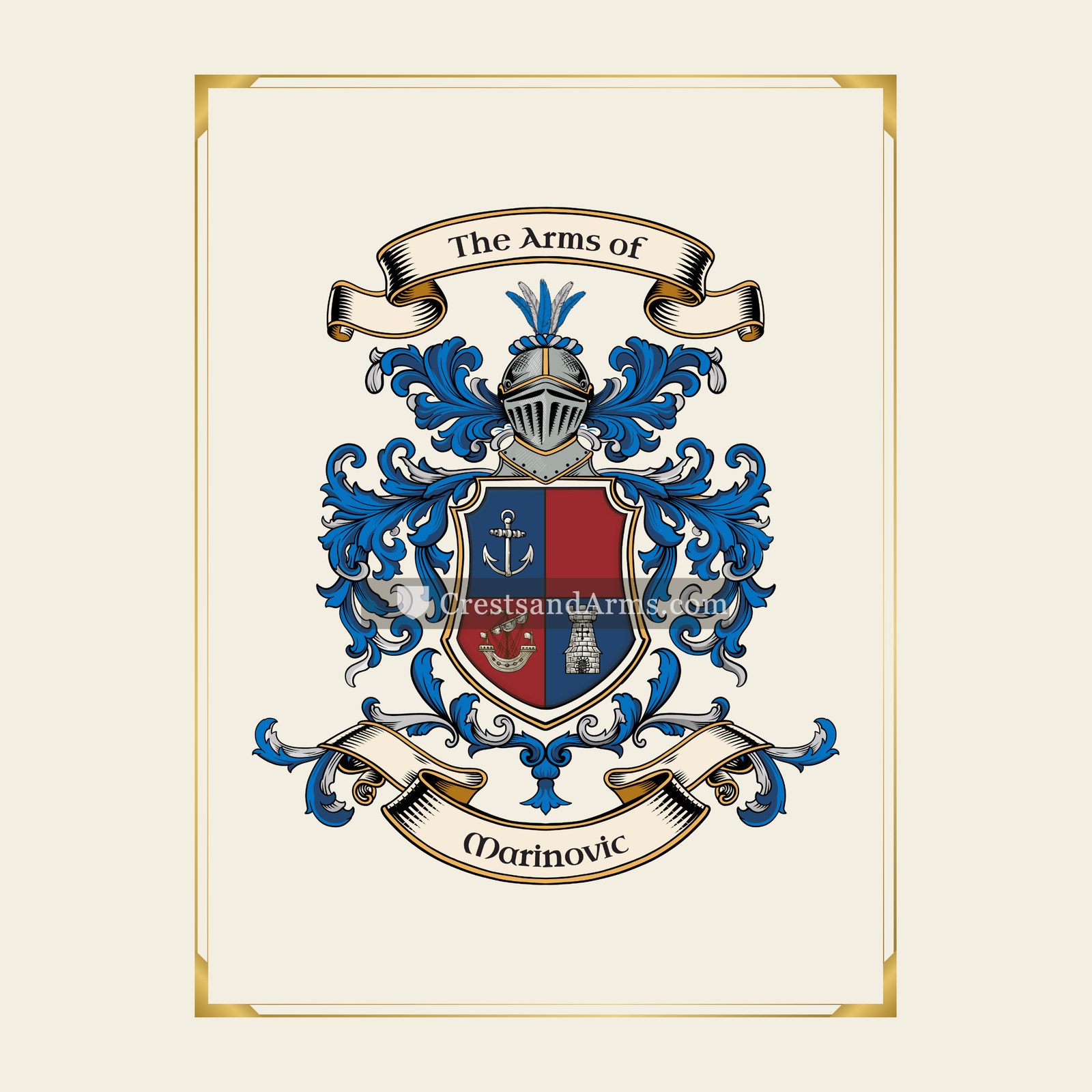 With gold border