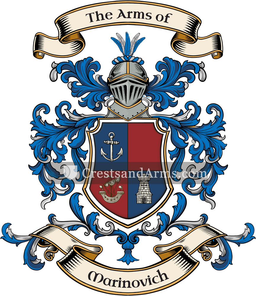 The Marinovich coat of arms, drawn from the recorded blazon