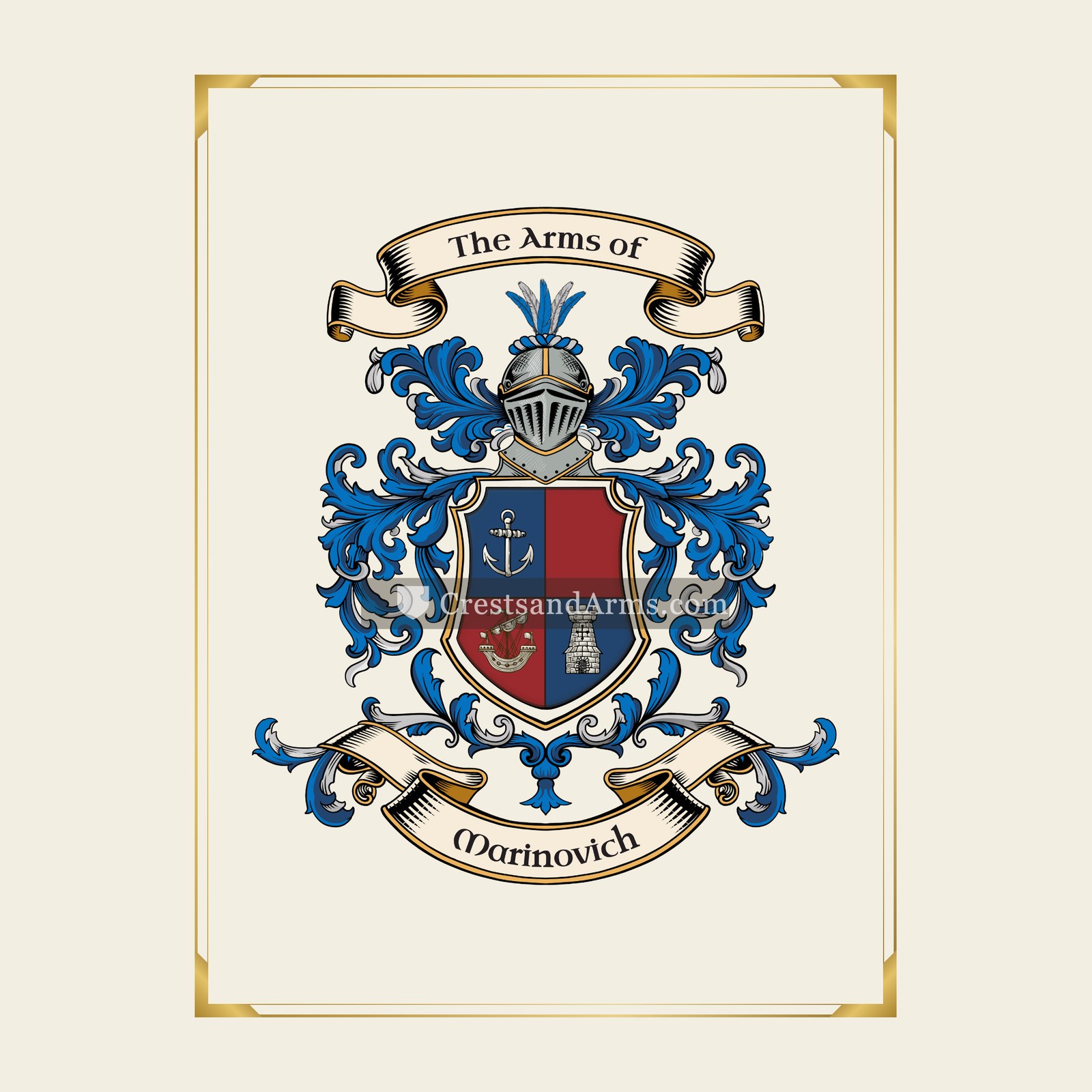 With gold border