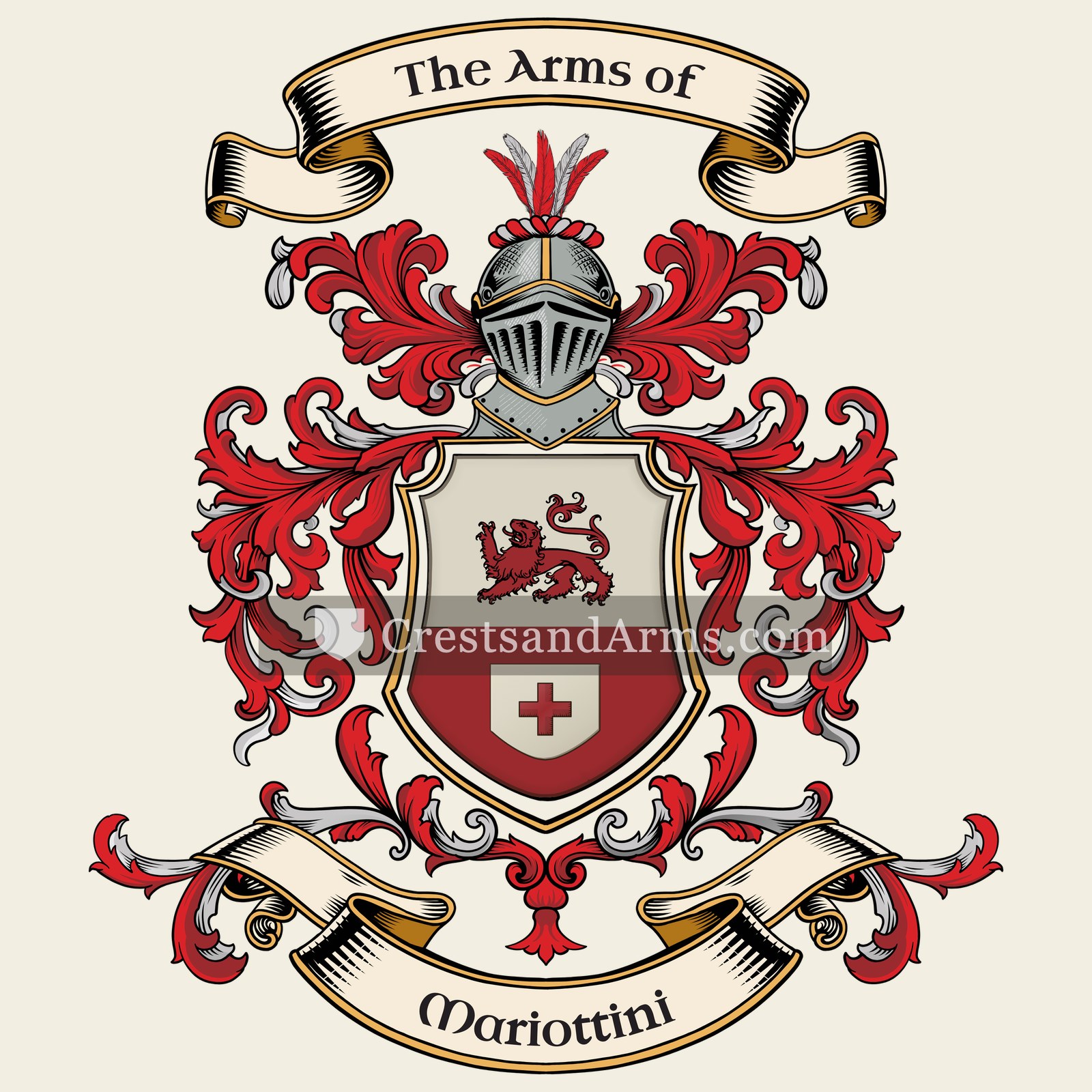 The Mariottini coat of arms, drawn from the recorded blazon