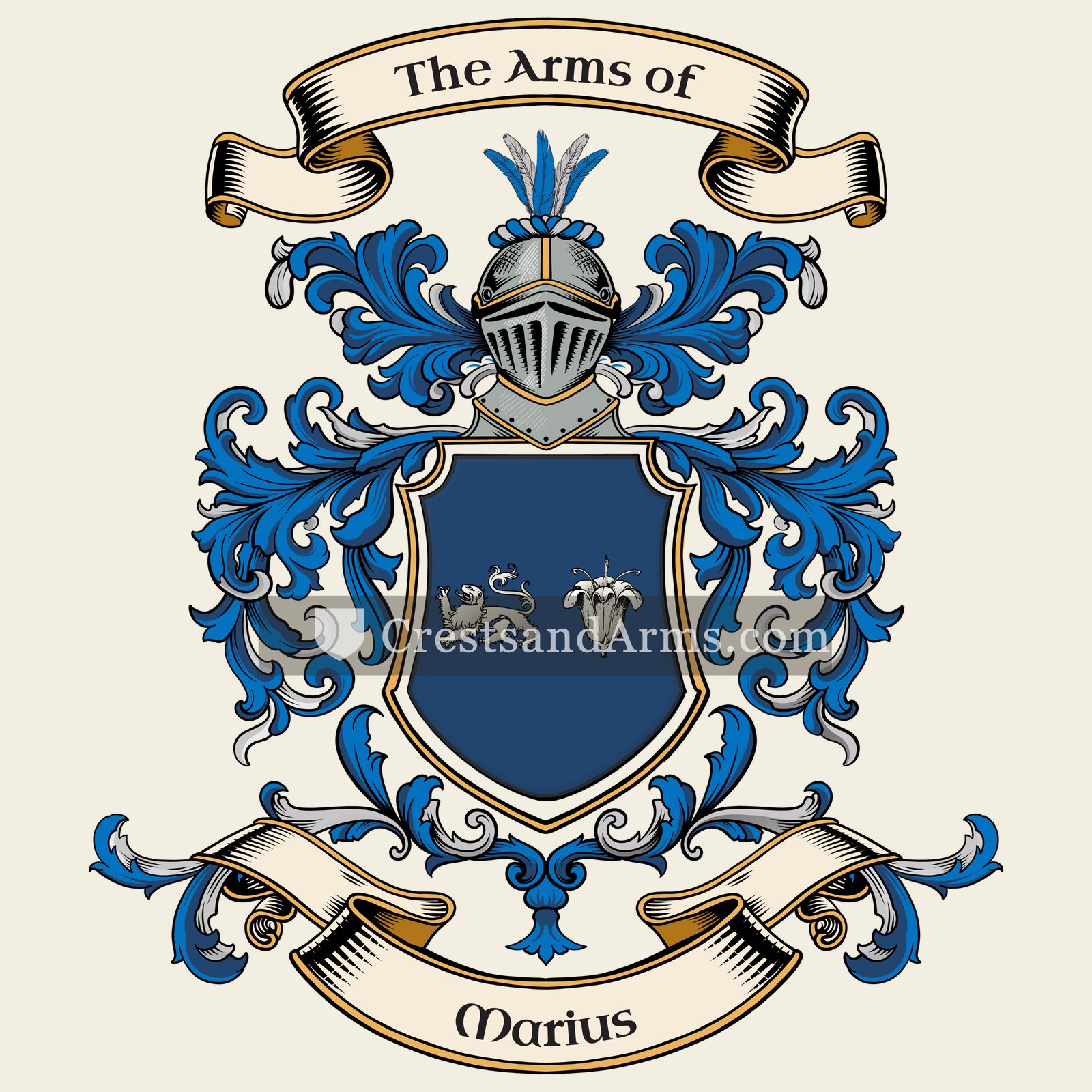 The Marius coat of arms, drawn from the recorded blazon