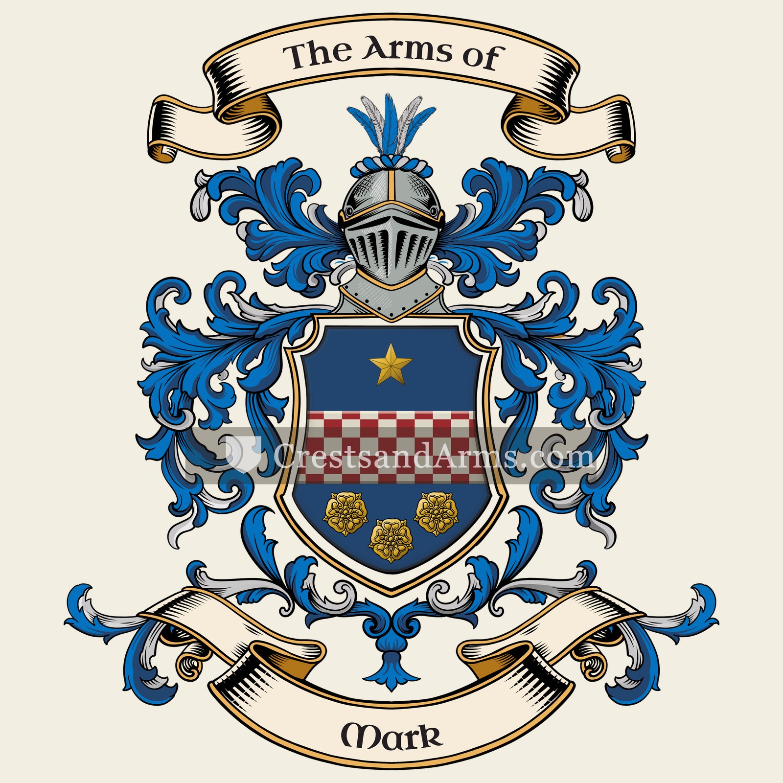 The Mark coat of arms, drawn from the recorded blazon
