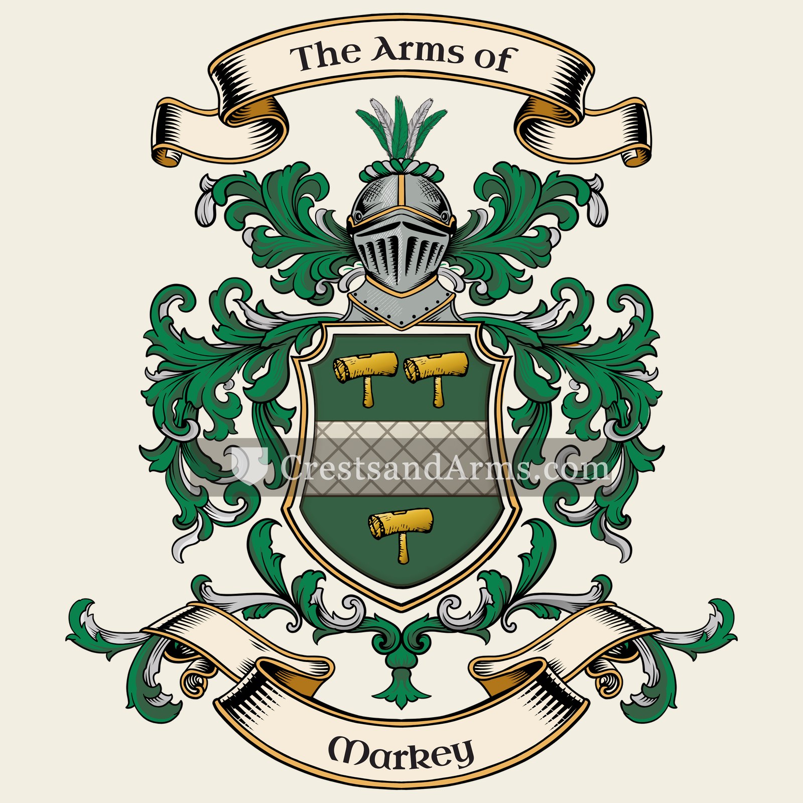 The Markey coat of arms, drawn from the recorded blazon