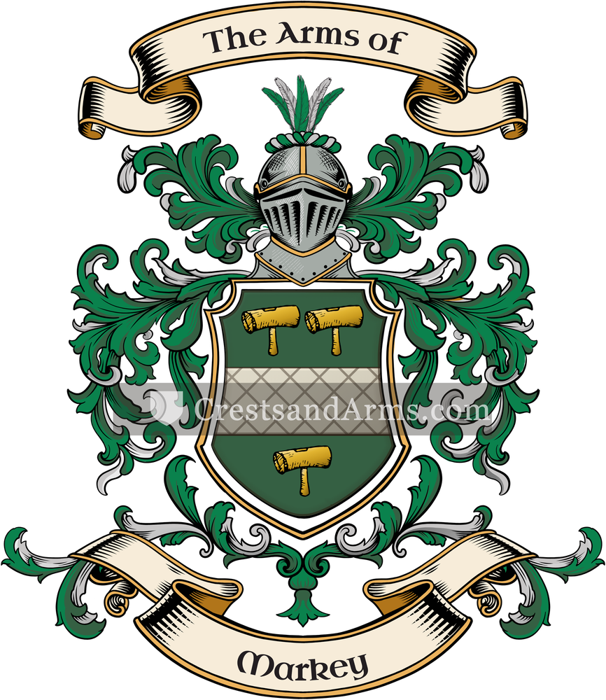 The Markey coat of arms, drawn from the recorded blazon