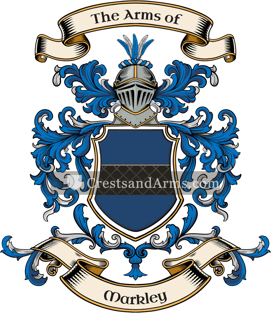 The Markley coat of arms, drawn from the recorded blazon