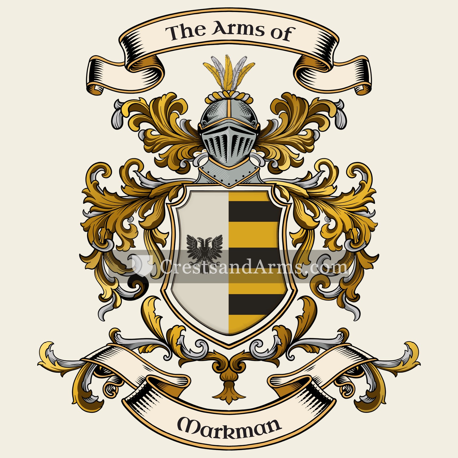 The Markman coat of arms, drawn from the recorded blazon