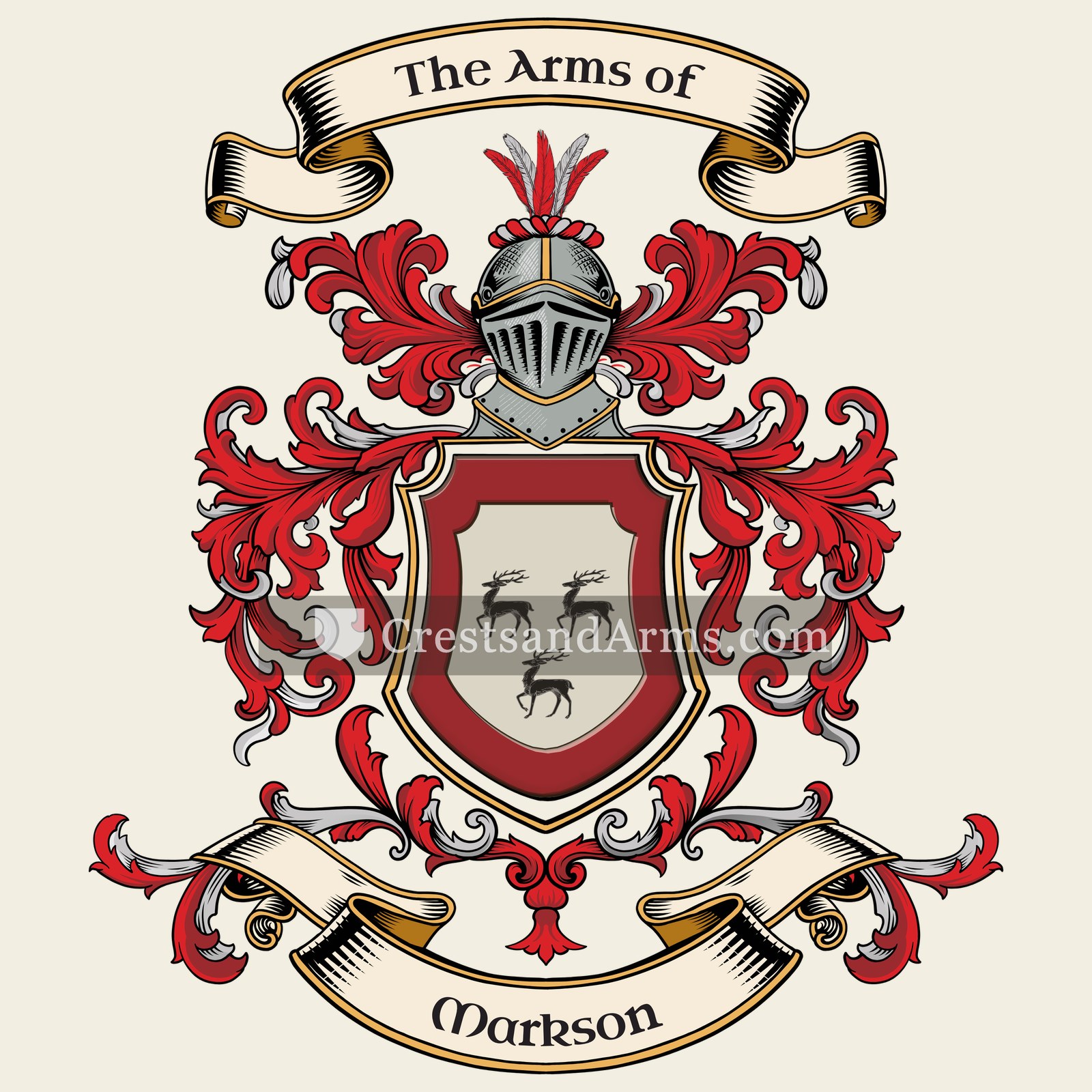 The Markson coat of arms, drawn from the recorded blazon