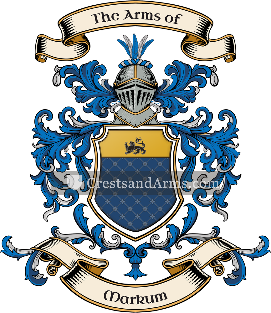 The Markum coat of arms, drawn from the recorded blazon