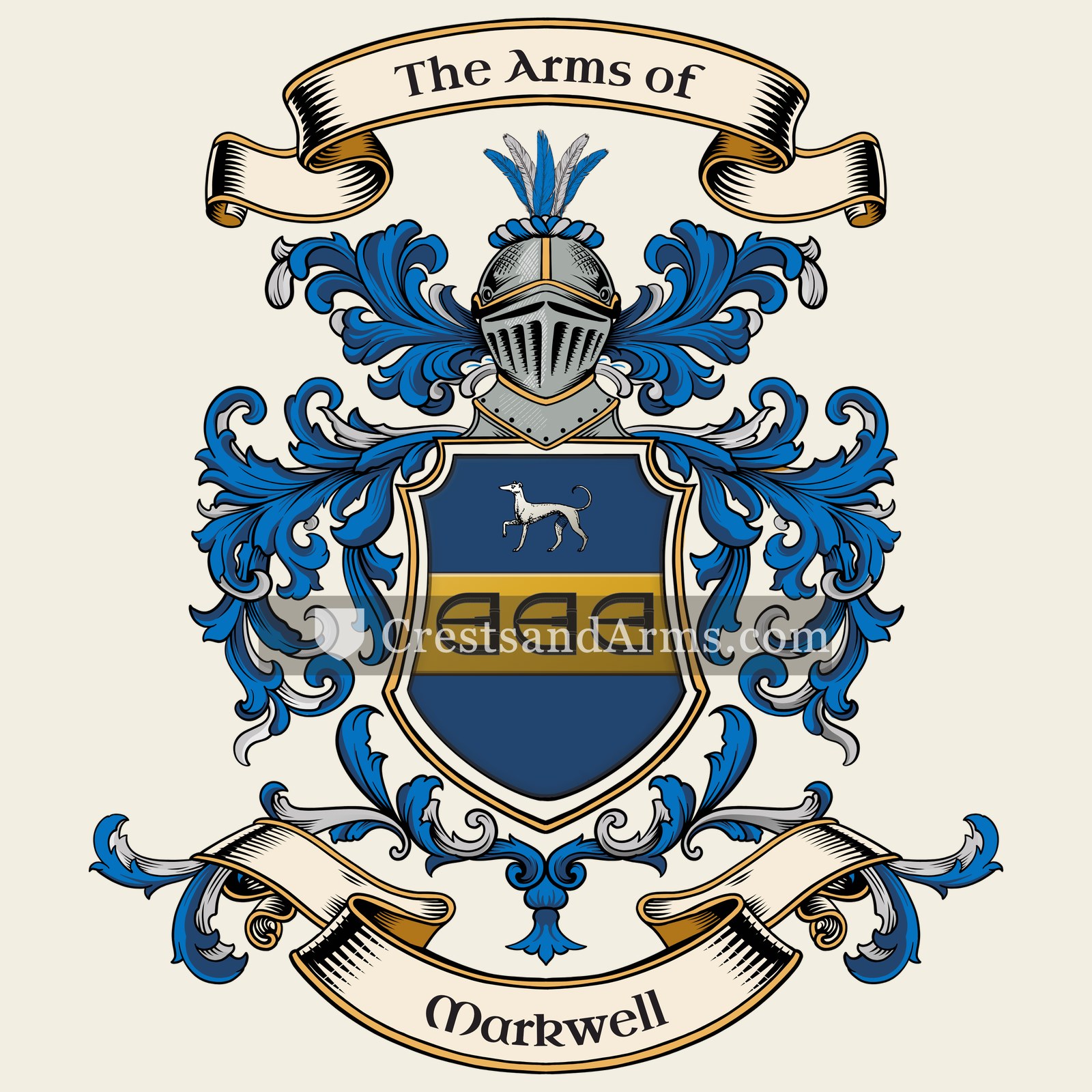 The Markwell coat of arms, drawn from the recorded blazon