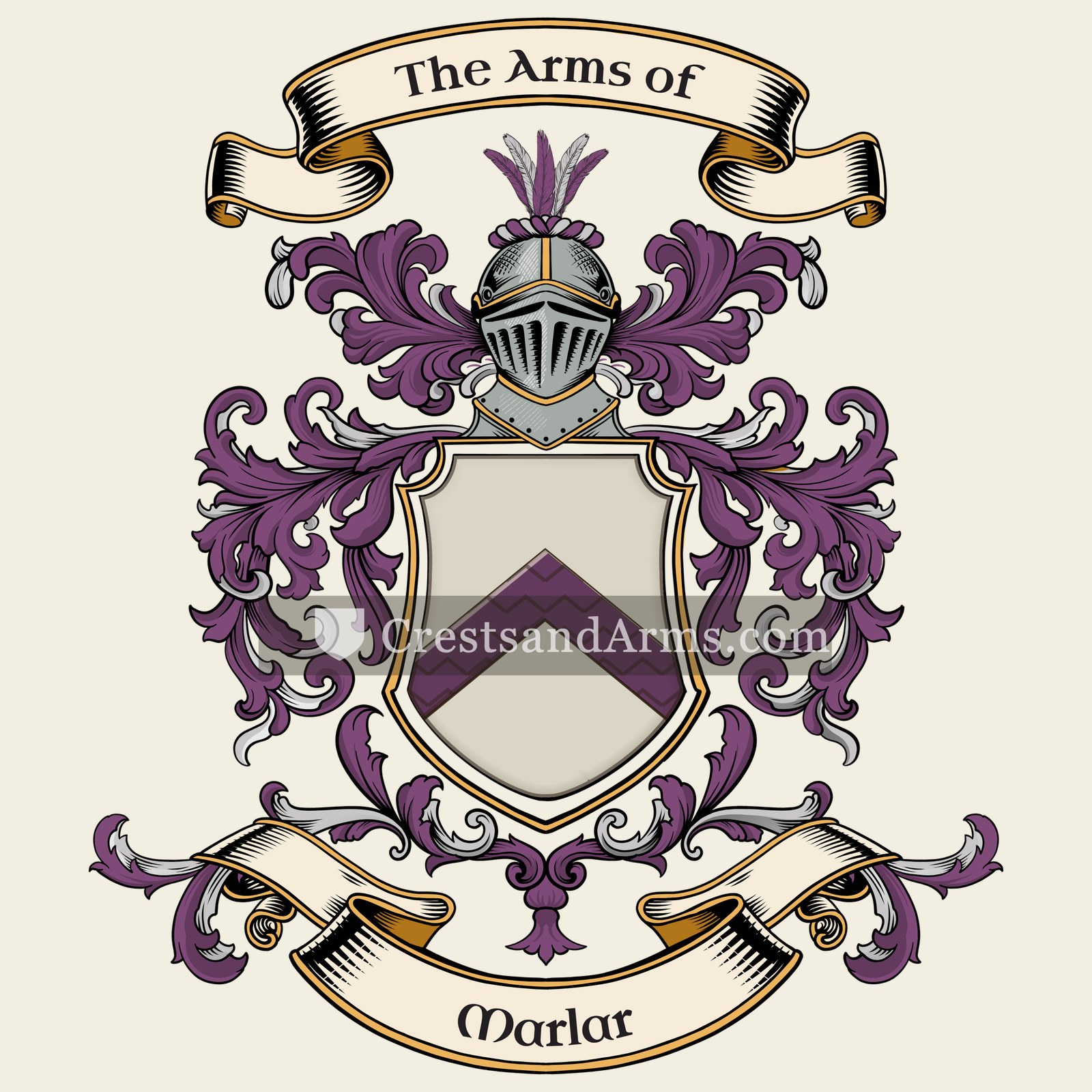 The Marlar coat of arms, drawn from the recorded blazon