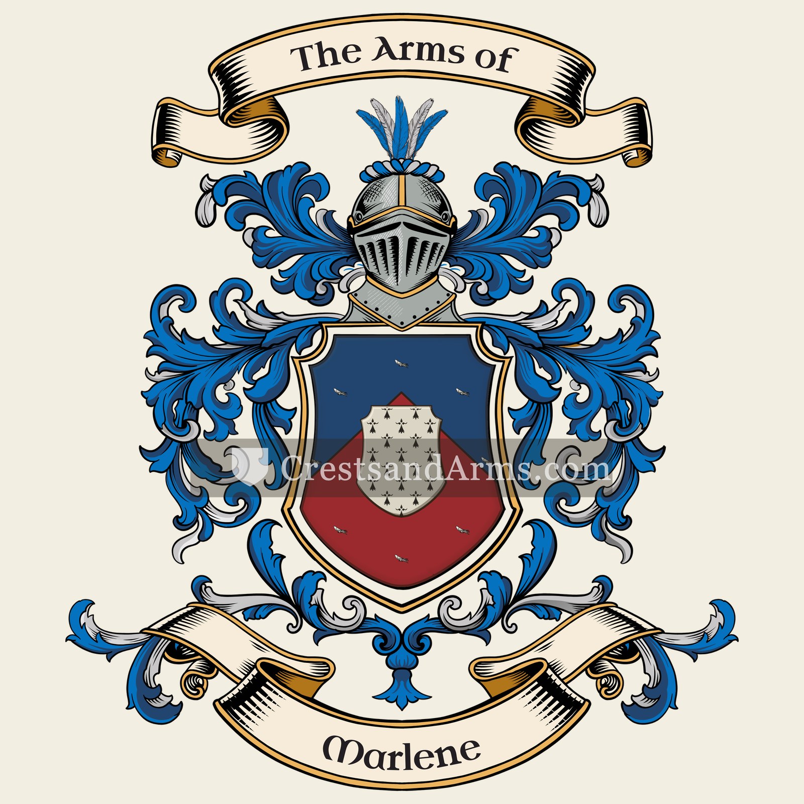 The Marlene coat of arms, drawn from the recorded blazon