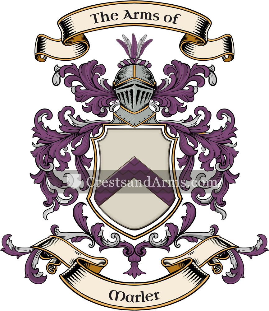 The Marler coat of arms, drawn from the recorded blazon