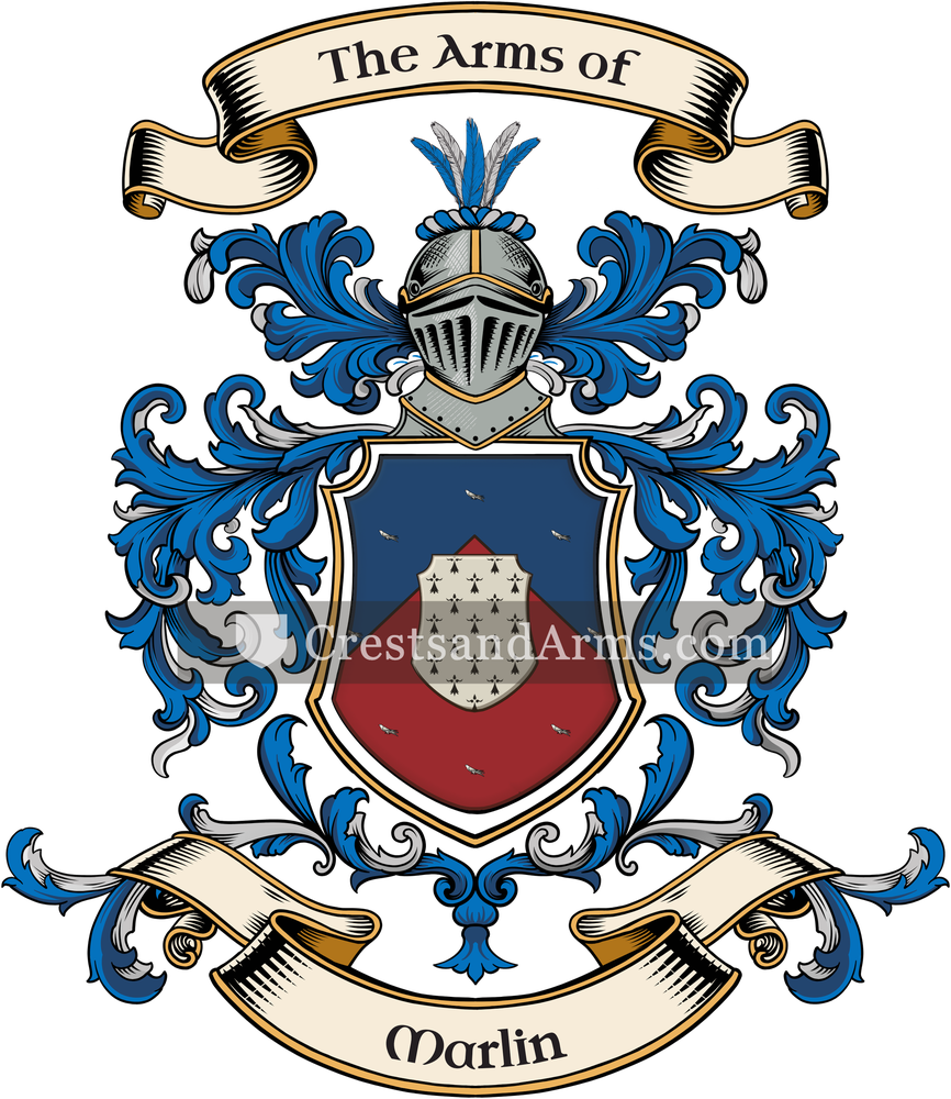 The Marlin coat of arms, drawn from the recorded blazon