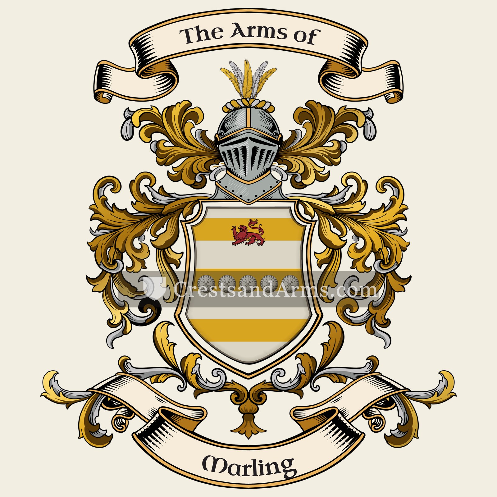 The Marling coat of arms, drawn from the recorded blazon