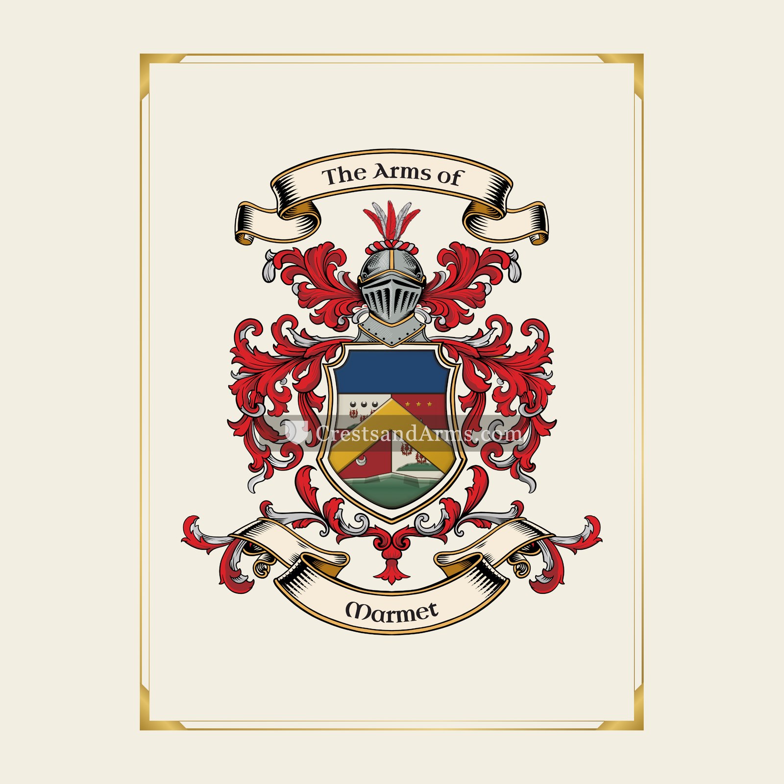 With gold border
