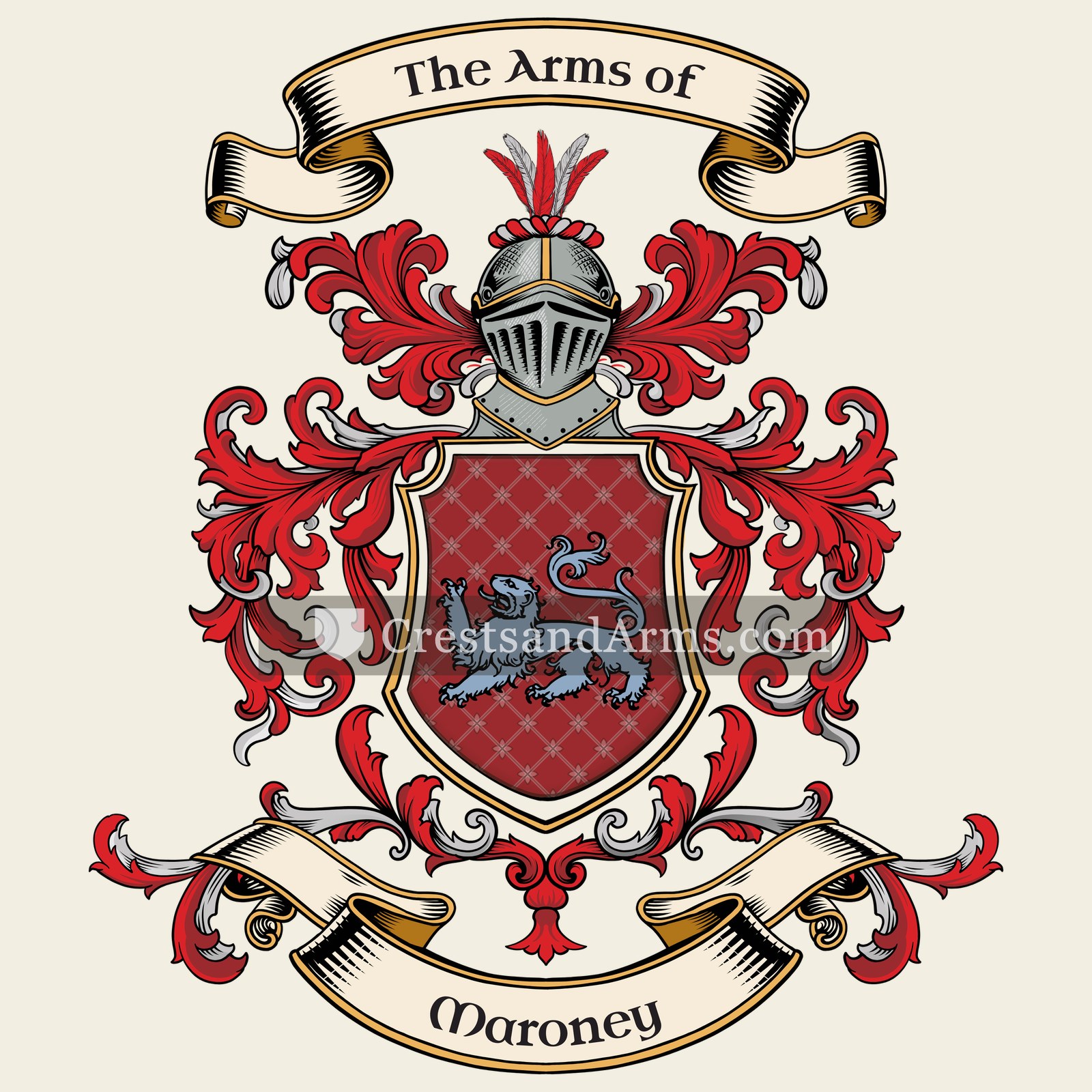 The Maroney coat of arms, drawn from the recorded blazon