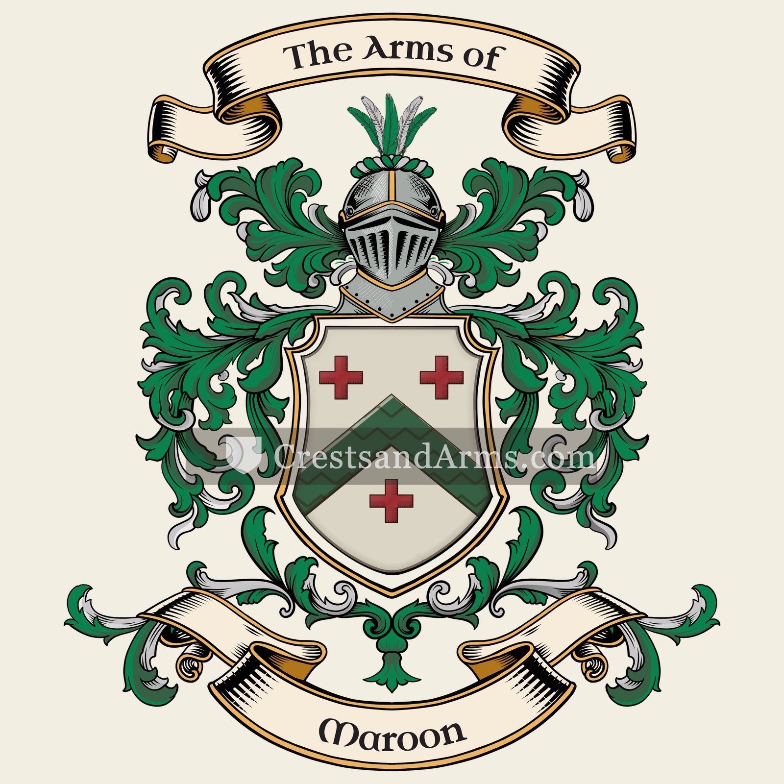 The Maroon coat of arms, drawn from the recorded blazon