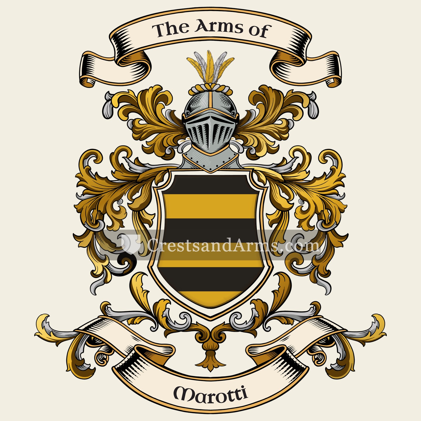 The Marotti coat of arms, drawn from the recorded blazon