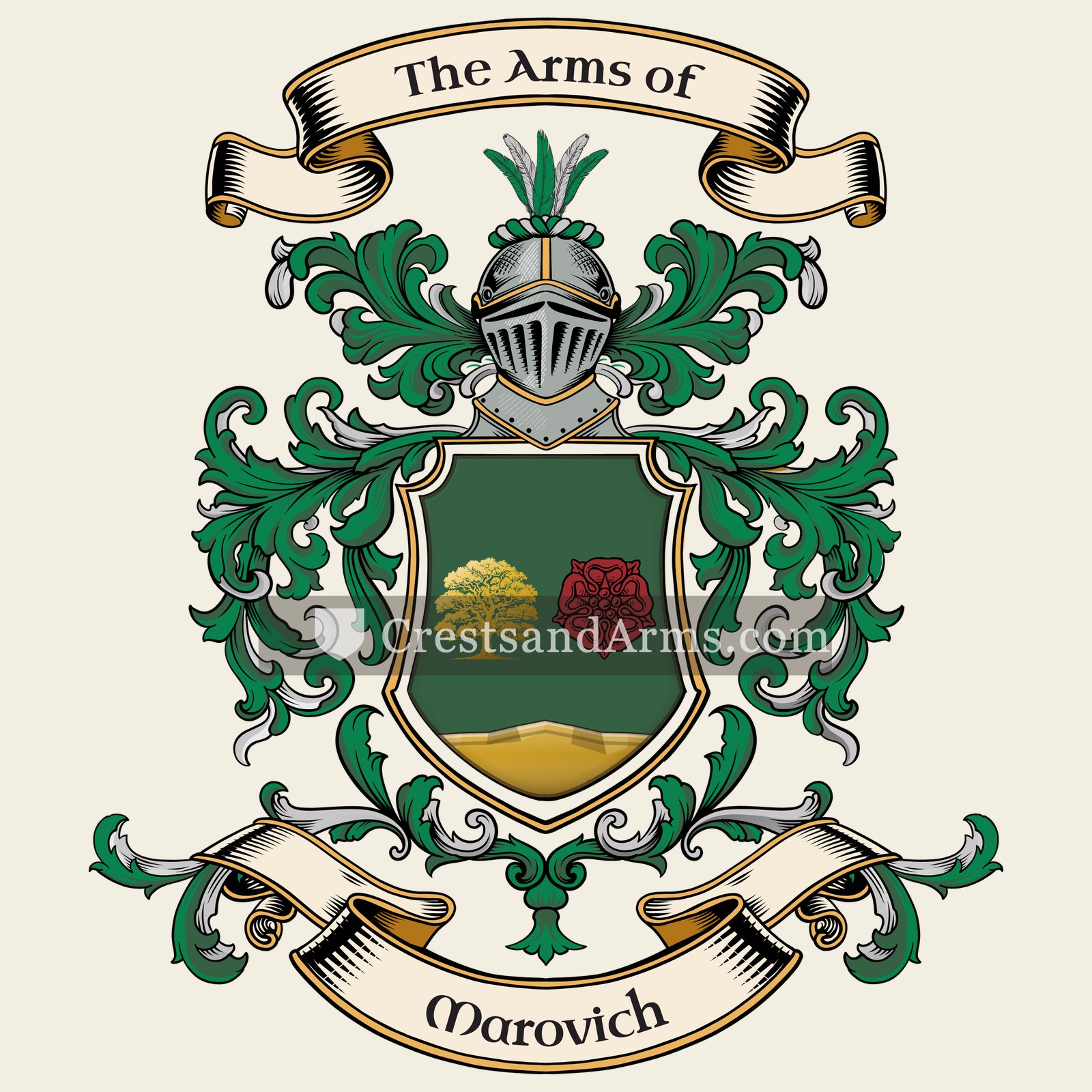 The Marovich coat of arms, drawn from the recorded blazon