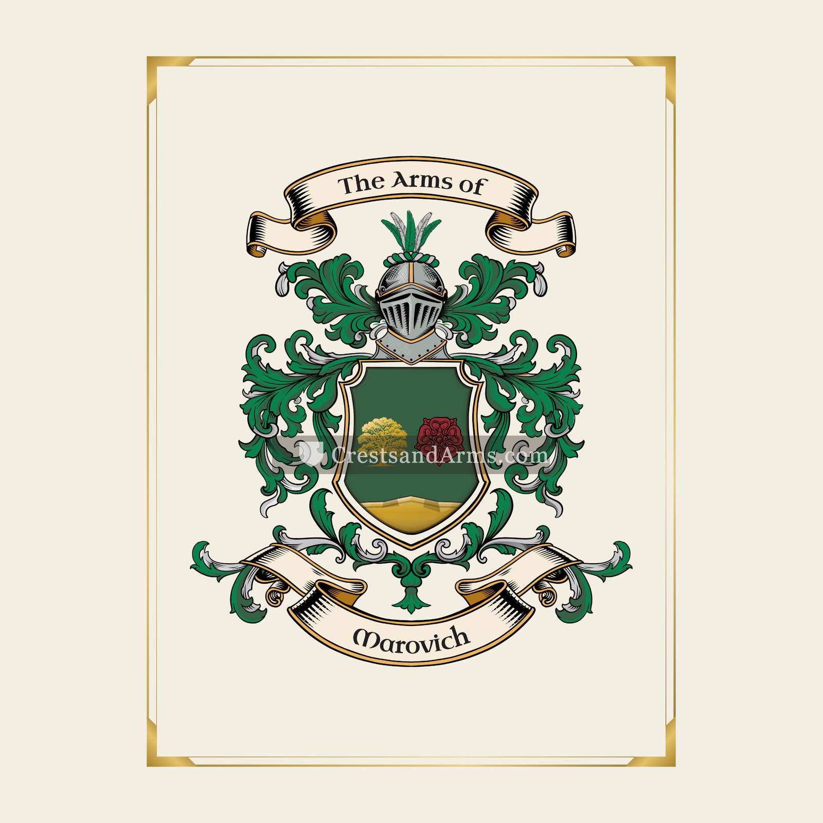 With gold border