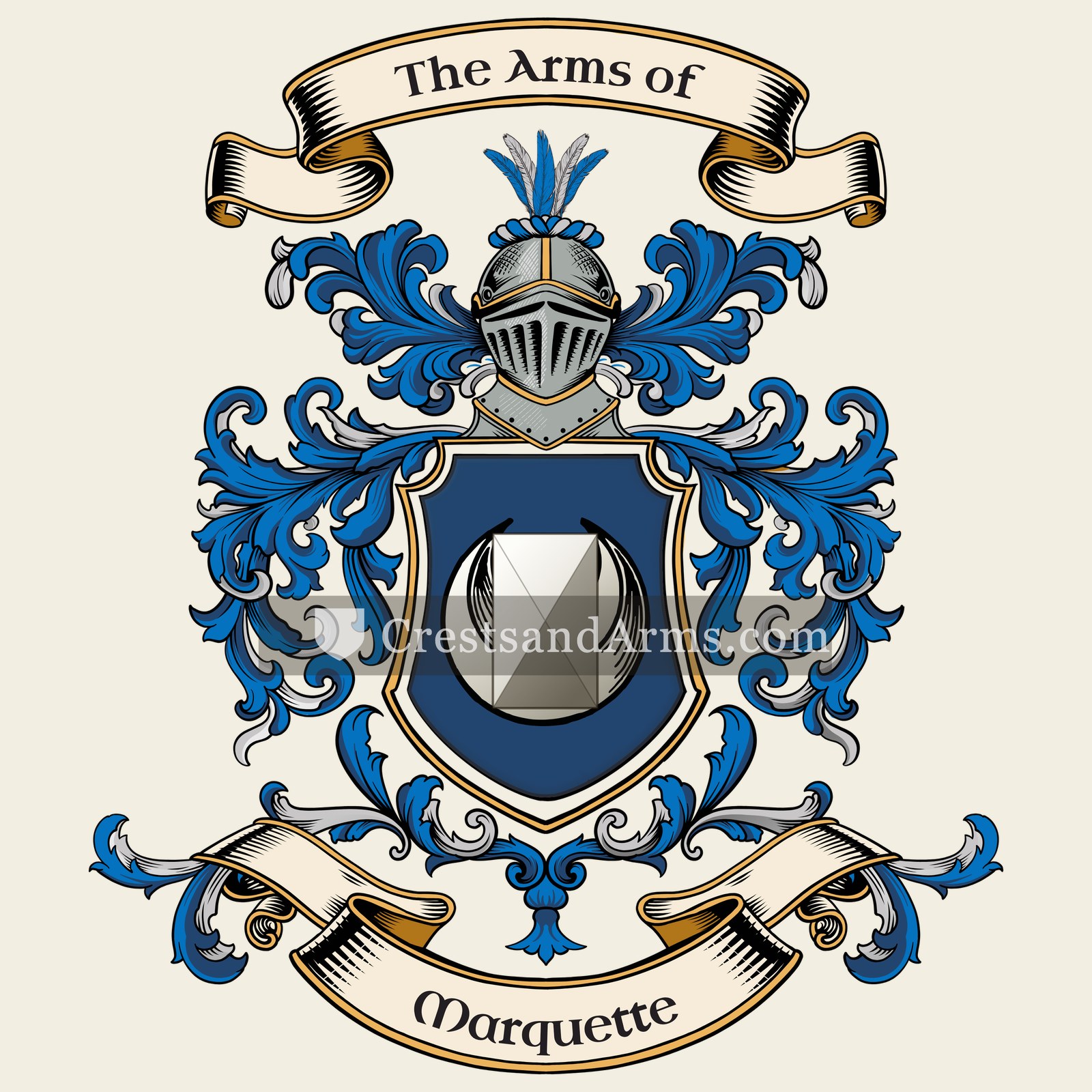 The Marquette coat of arms, drawn from the recorded blazon