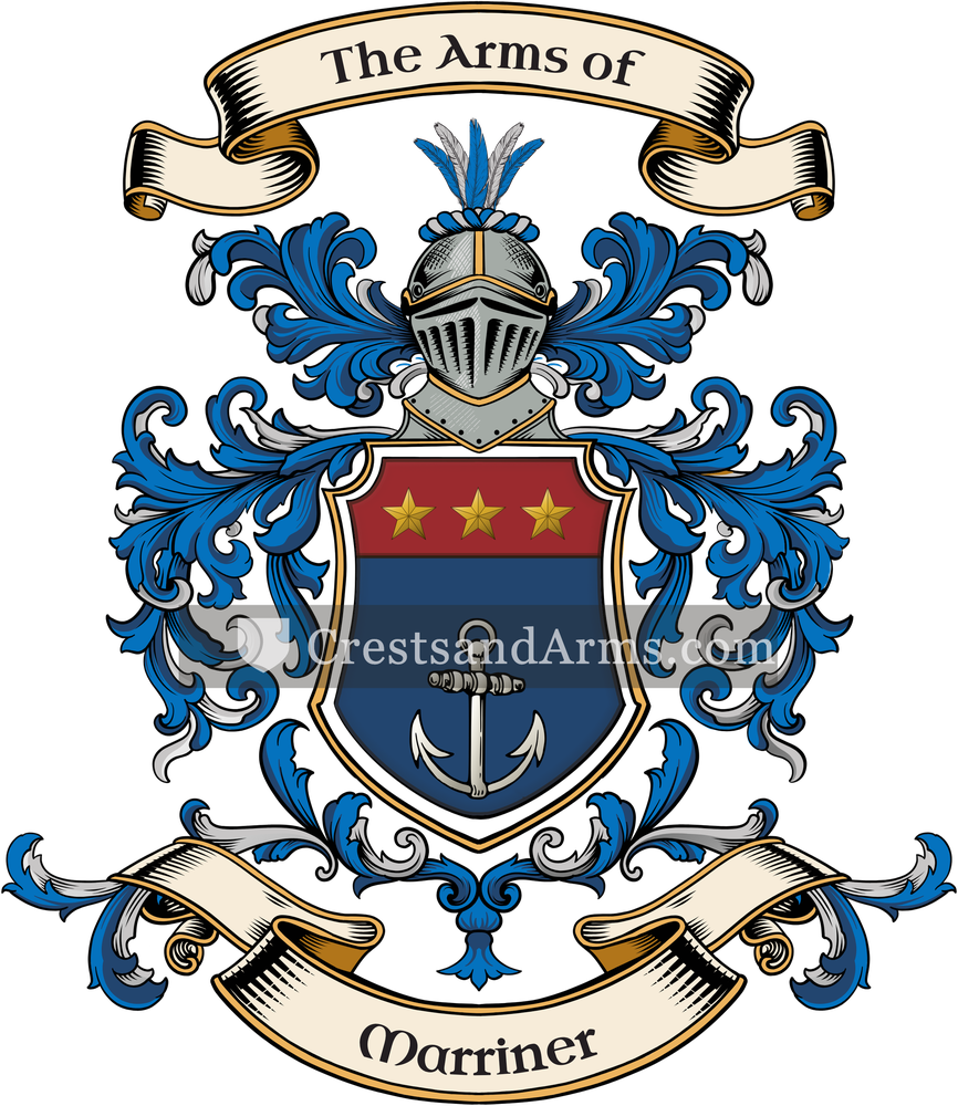 The Marriner coat of arms, drawn from the recorded blazon