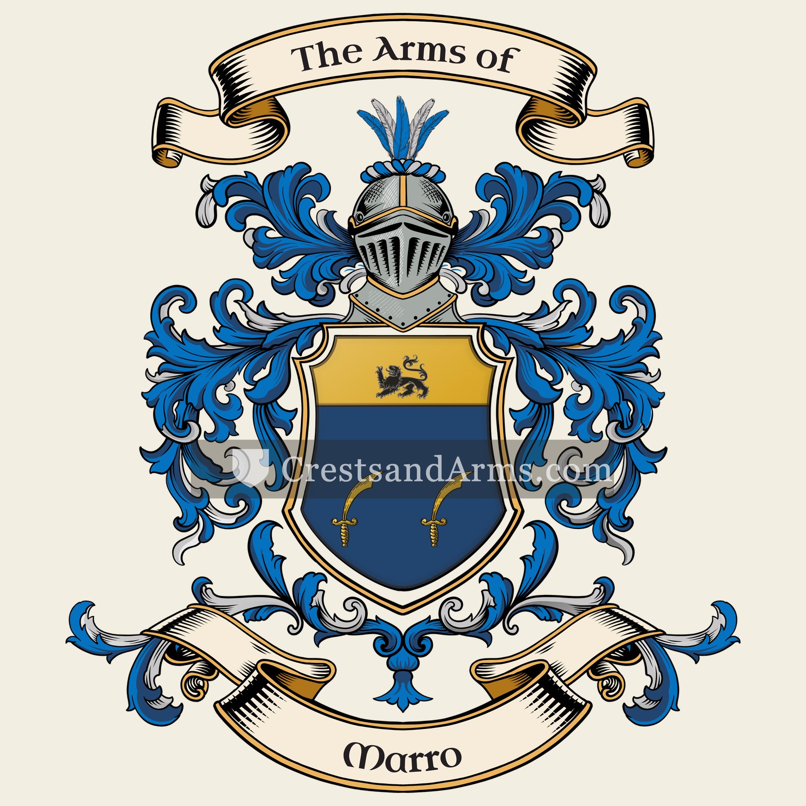 The Marro coat of arms, drawn from the recorded blazon