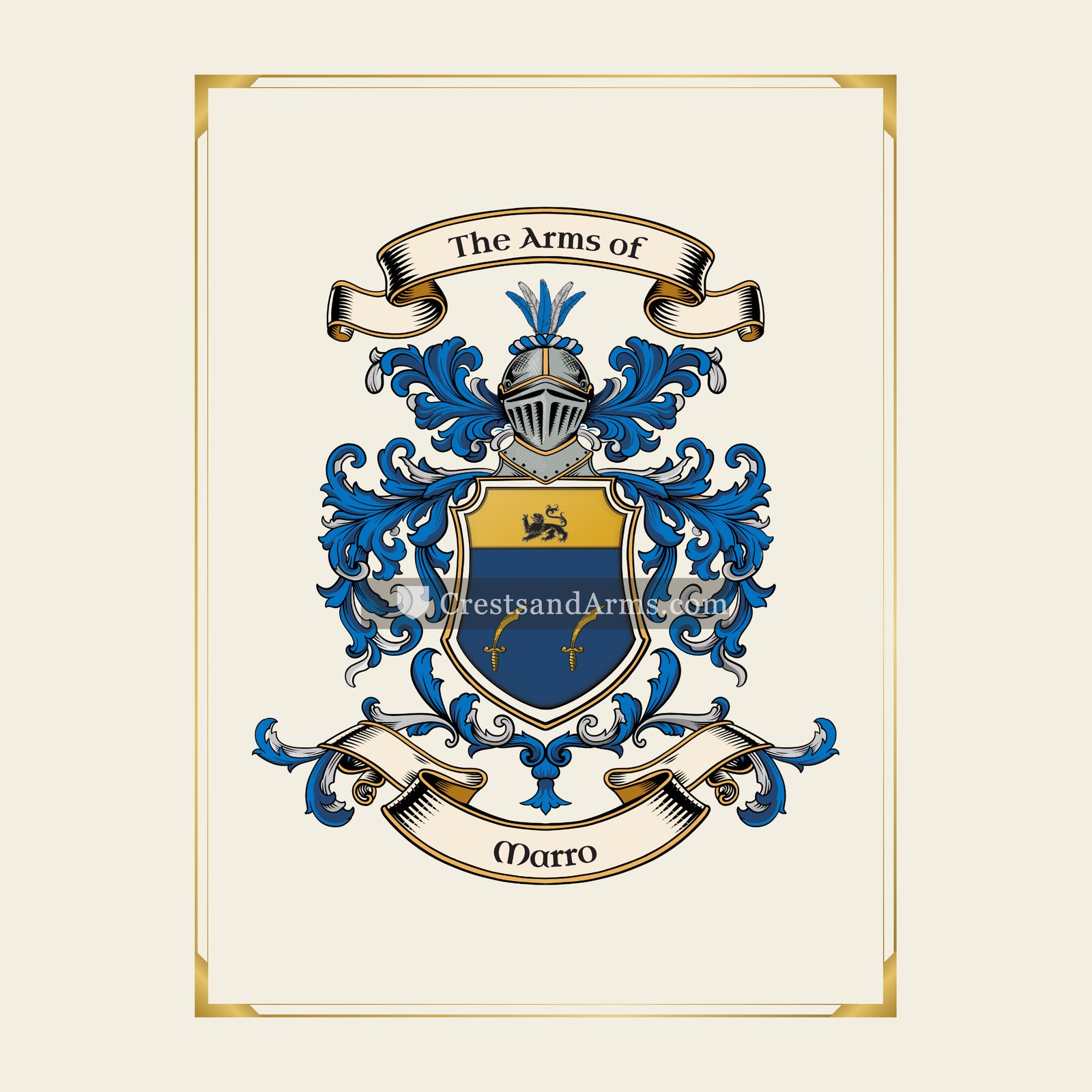With gold border