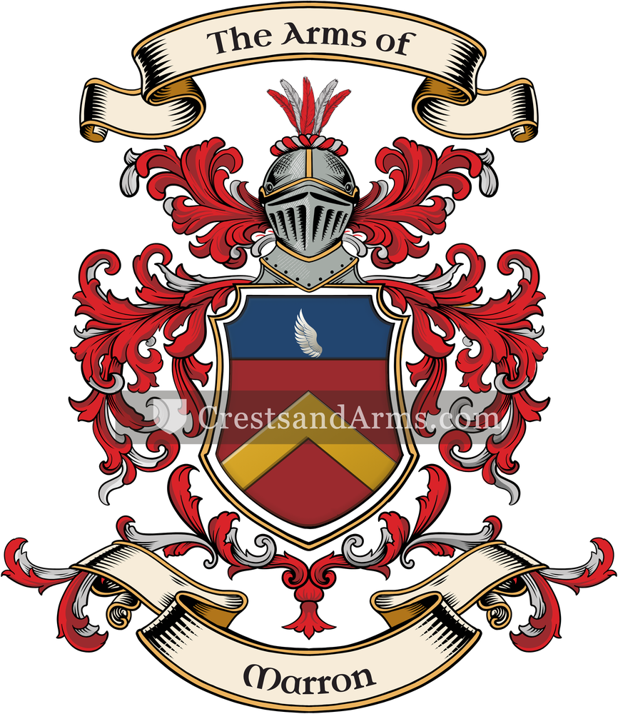 The Marron coat of arms, drawn from the recorded blazon