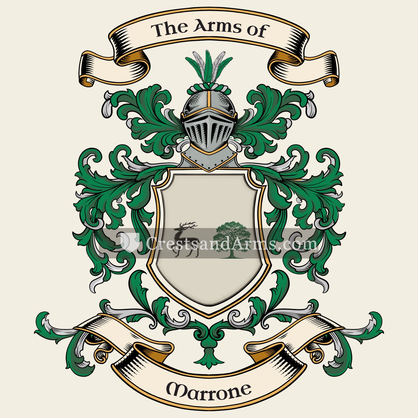 The Marrone coat of arms, drawn from the recorded blazon