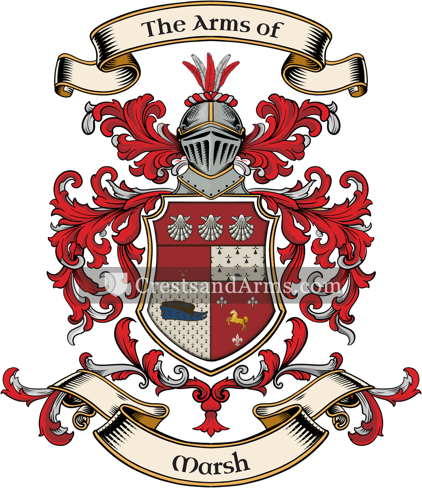 The Marsh coat of arms, drawn from the recorded blazon
