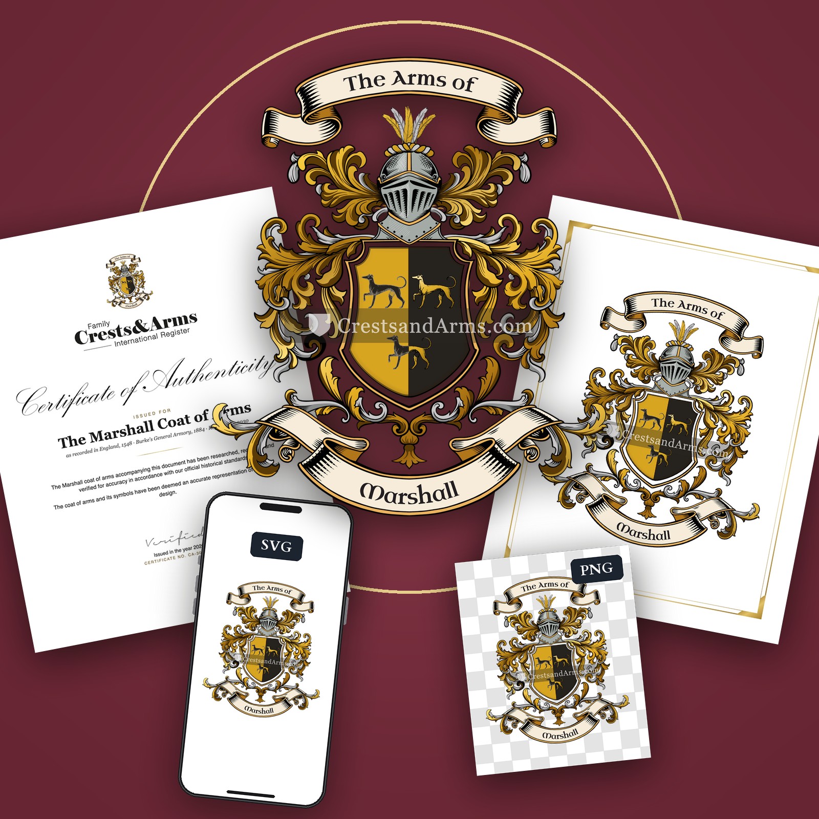 The Marshall arms on the coat of arms — digital pack