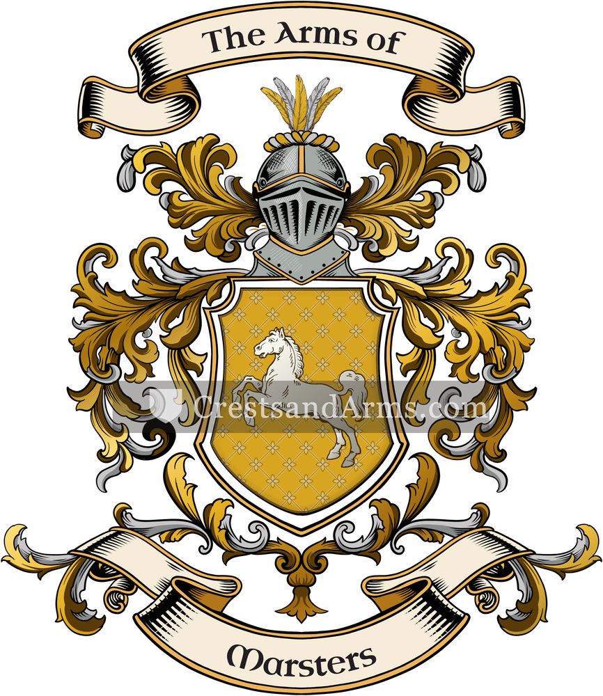 The Marsters coat of arms, drawn from the recorded blazon