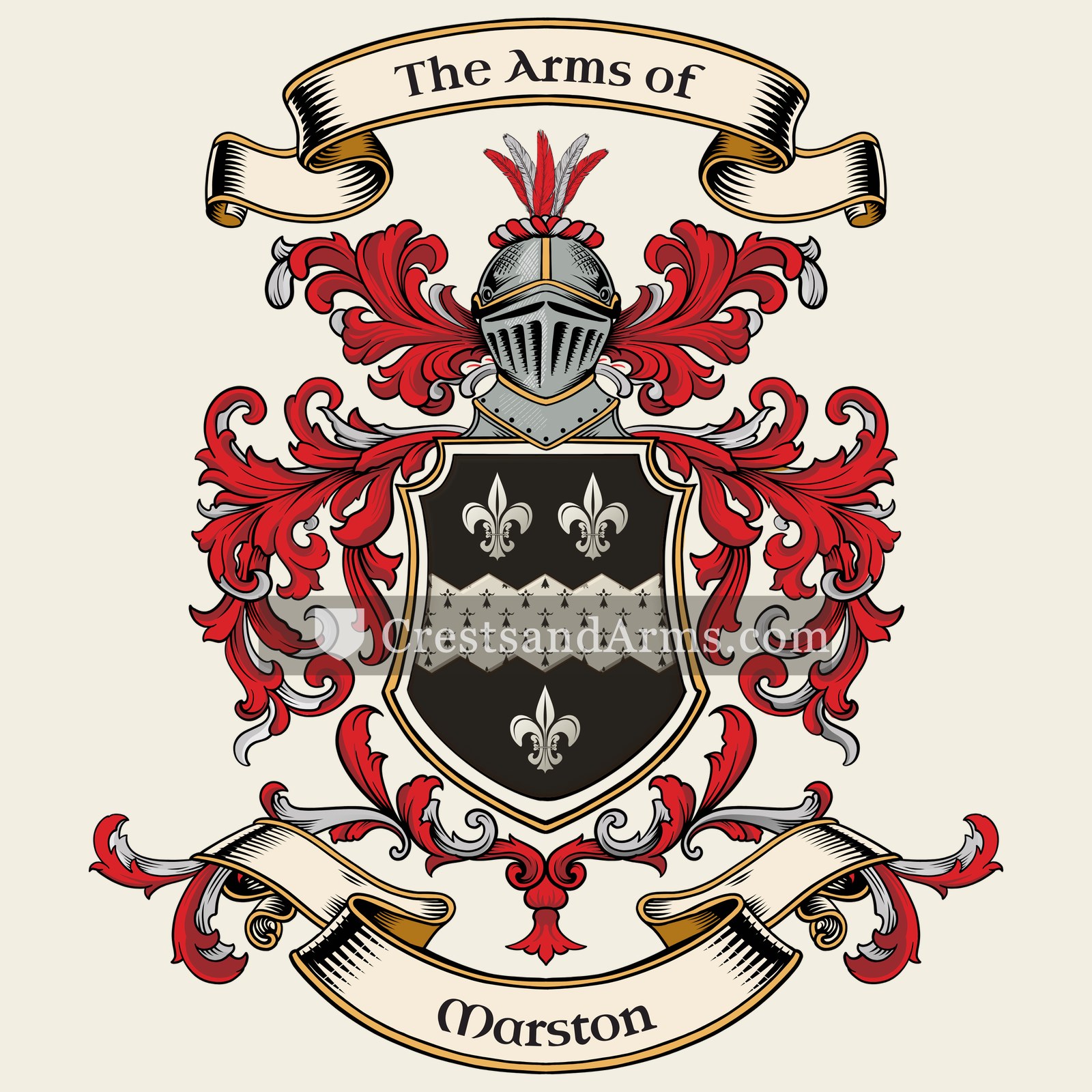 The Marston coat of arms, drawn from the recorded blazon