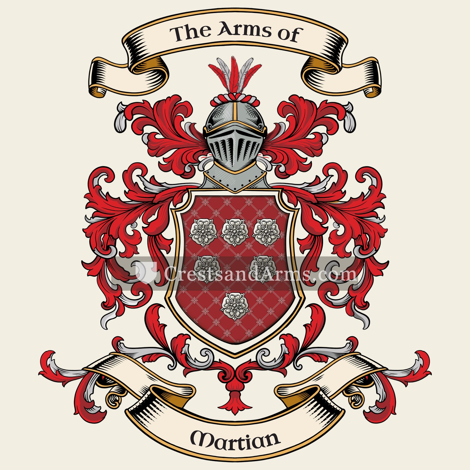 The Martian coat of arms, drawn from the recorded blazon