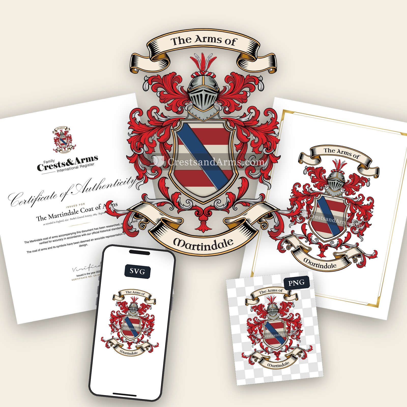 The Martindale arms on the coat of arms — digital pack