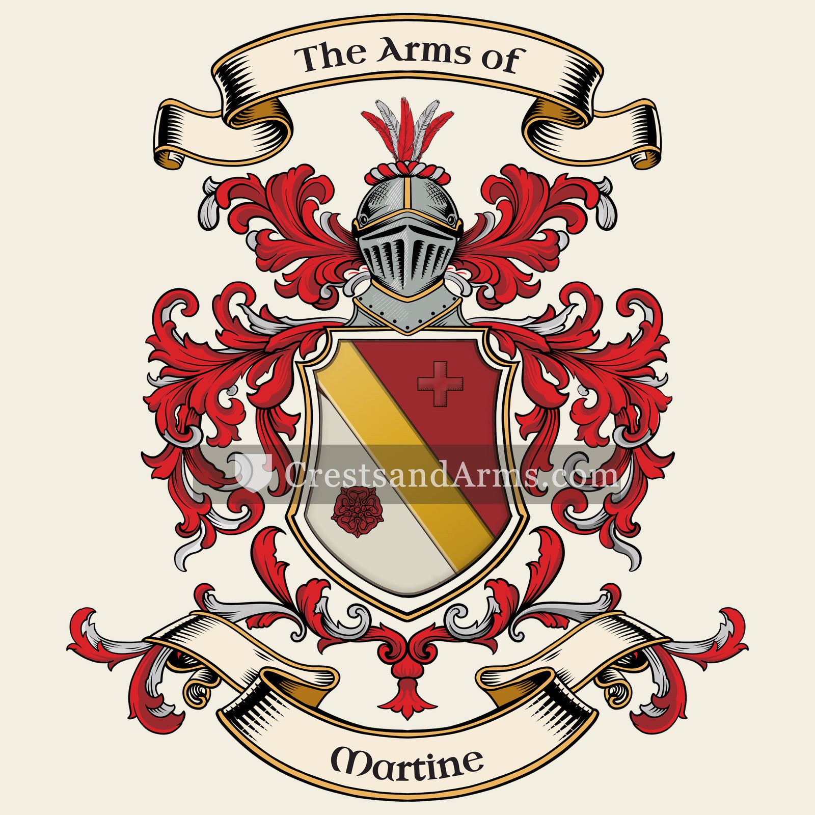 The Martine coat of arms, drawn from the recorded blazon
