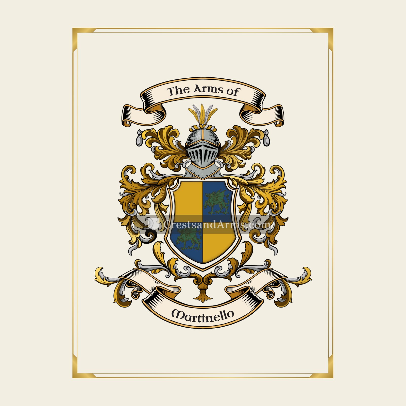 With gold border