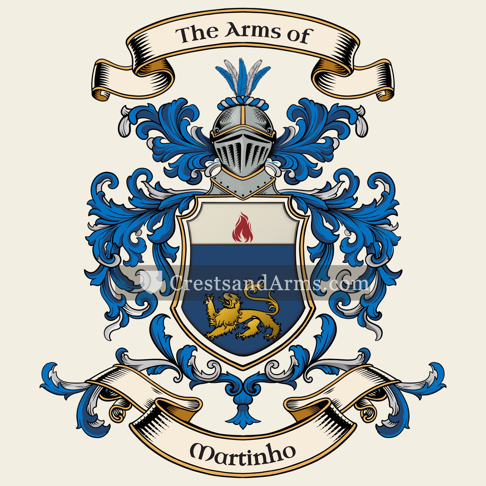 The Martinho coat of arms, drawn from the recorded blazon