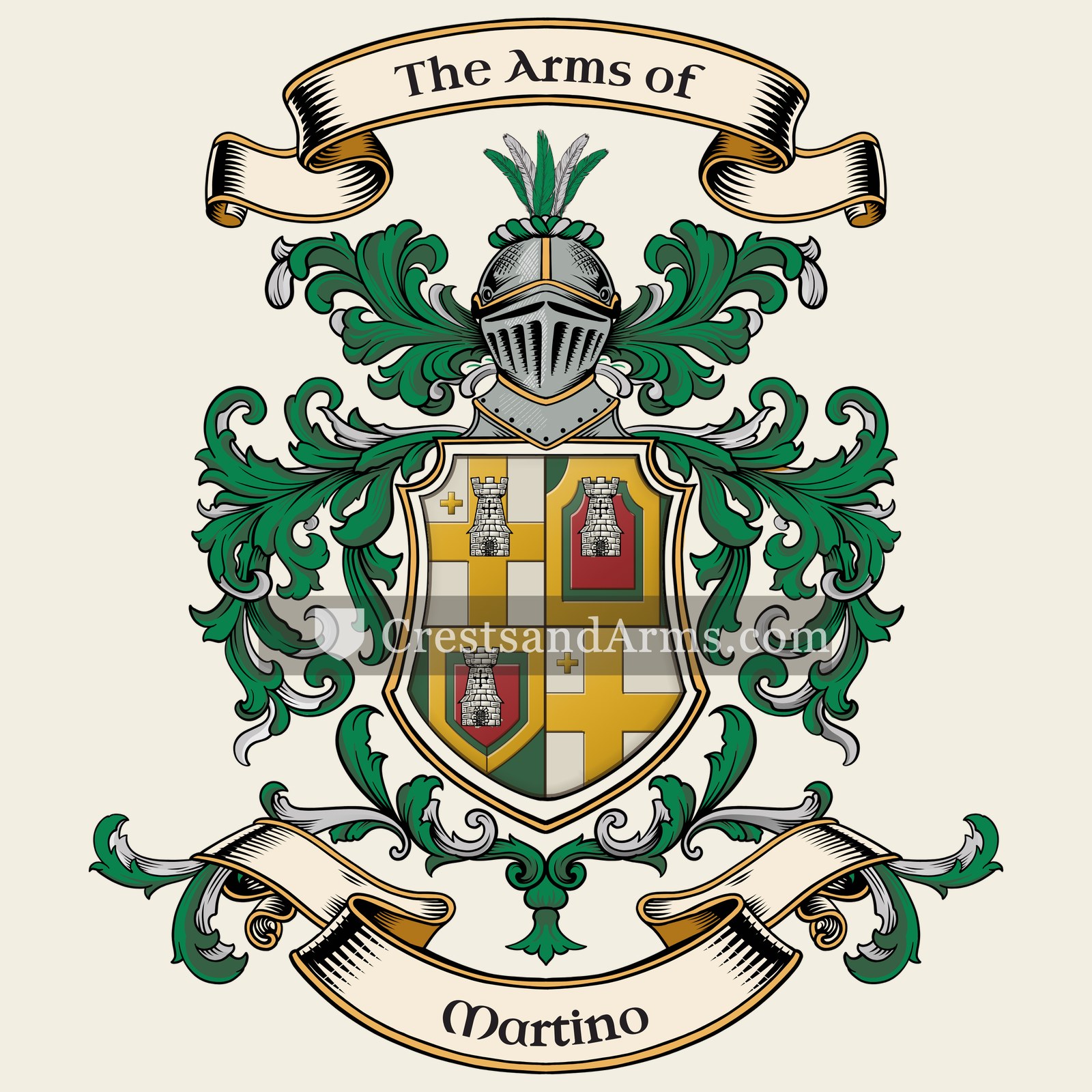 The Martino coat of arms, drawn from the recorded blazon
