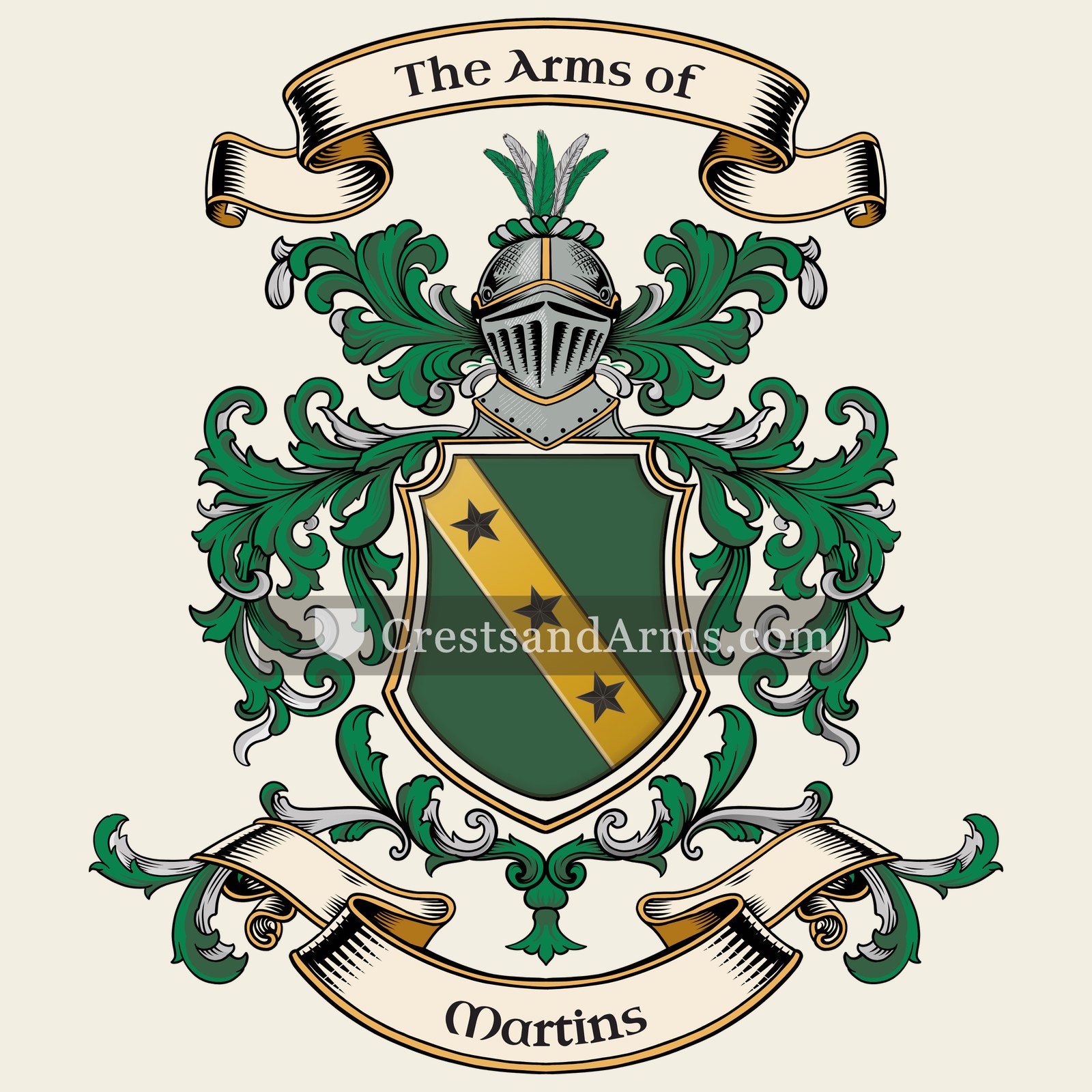 The Martins coat of arms, drawn from the recorded blazon