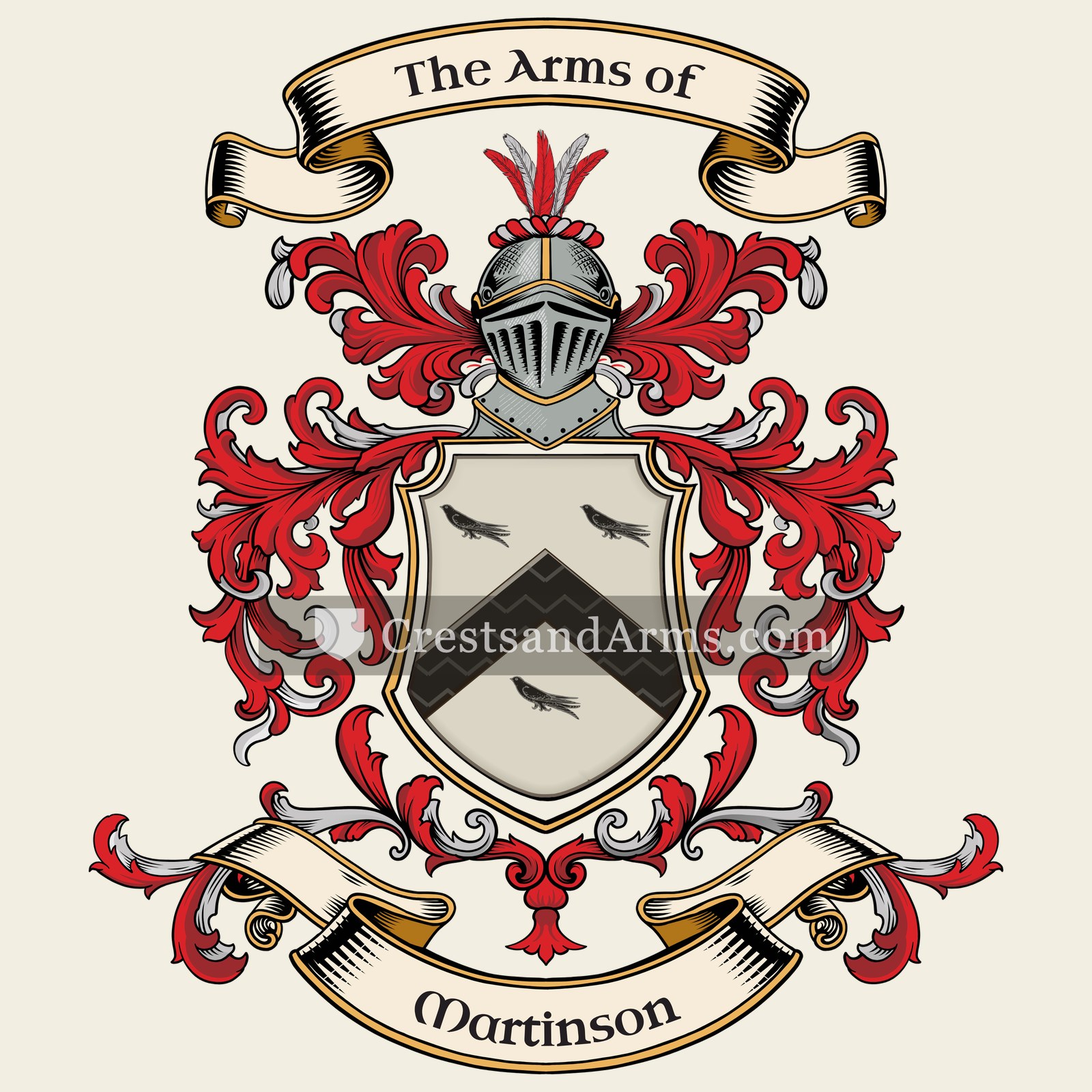 The Martinson coat of arms, drawn from the recorded blazon