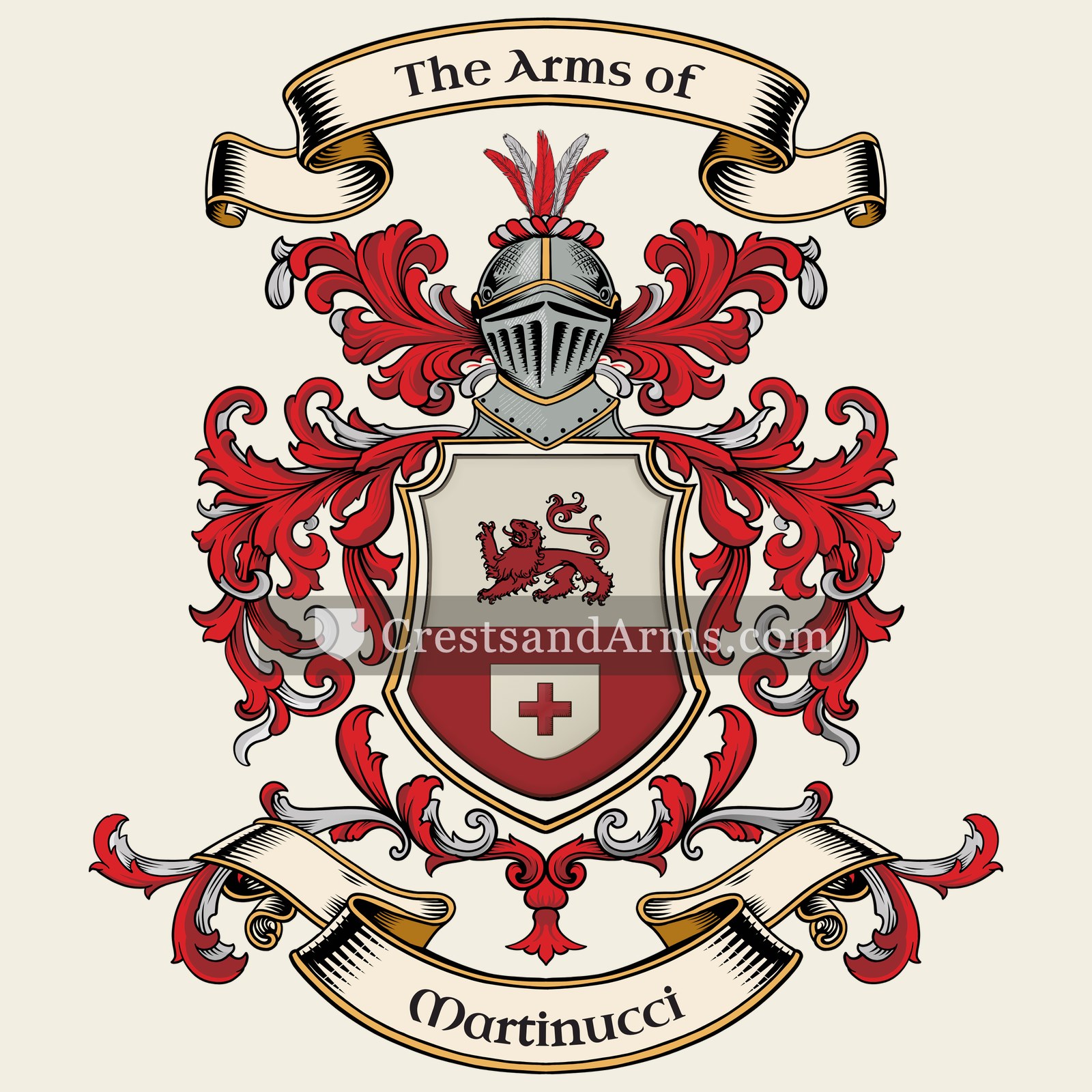 The Martinucci coat of arms, drawn from the recorded blazon